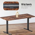 soges 63in Electric Standing Desk Ergonomic Height Adjustable Computer Desk Sit Stand Desk Home Office Desks Standing Desk, Vintage Brown,10NBZYELT-160TNA