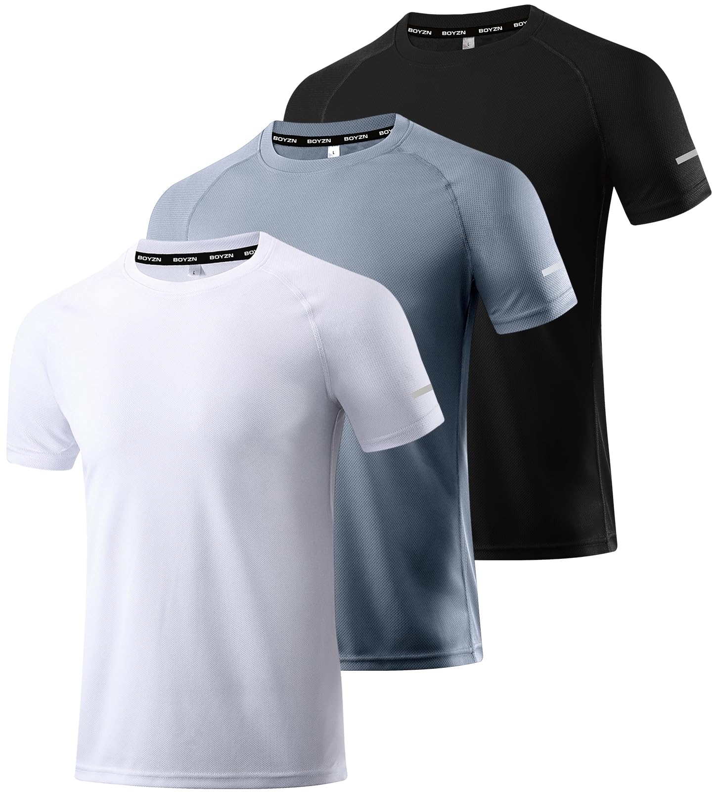 Boyzn 1, 3, 5 or 7 Pack Men's Workout Running Shirts, Dry Fit Moisture Wicking T-Shirt, Gym Athletic Short Sleeve Tee Shirts — view 12