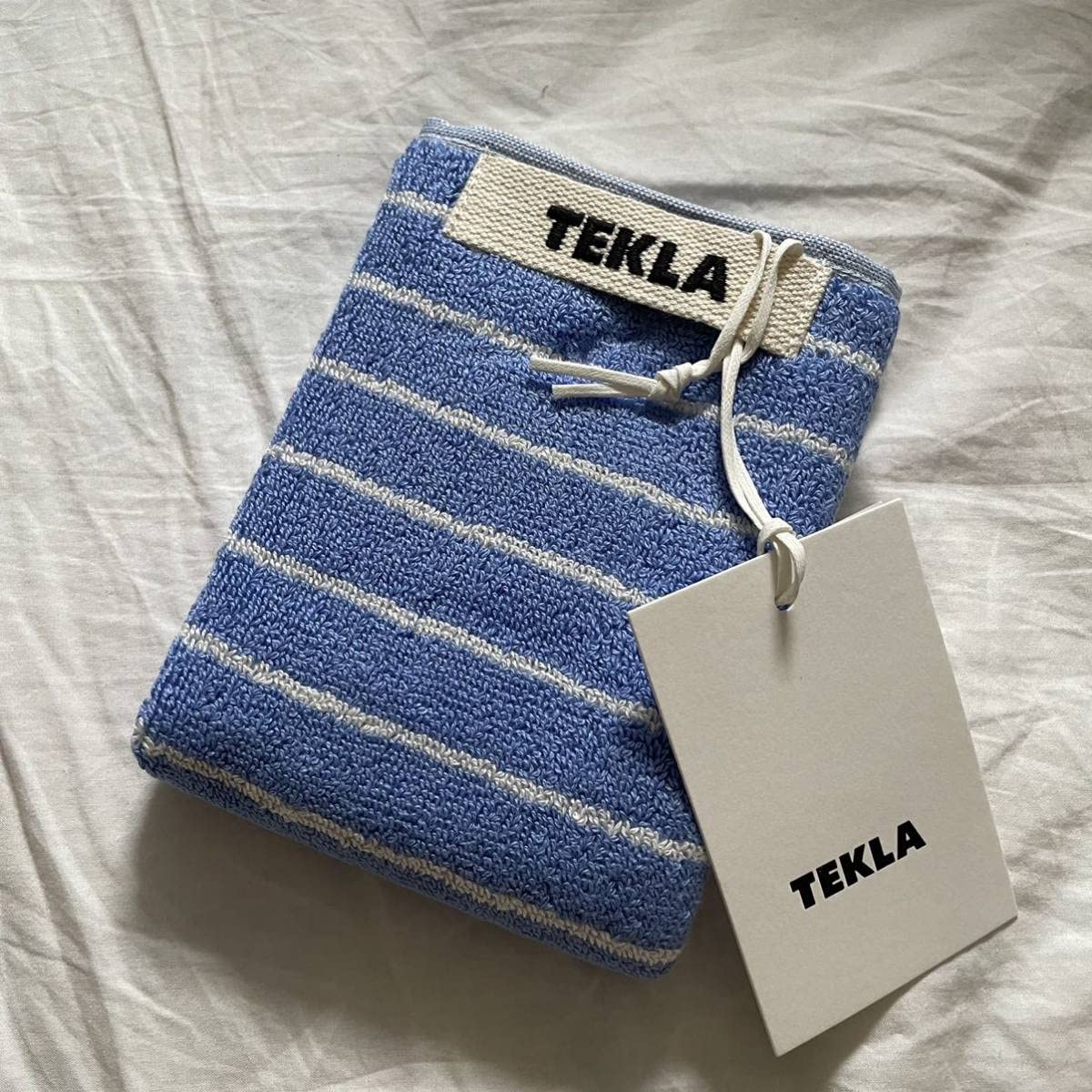 TEKLA オーガニックコットン ウォッシュクロス タオル ホワイト ストライプ