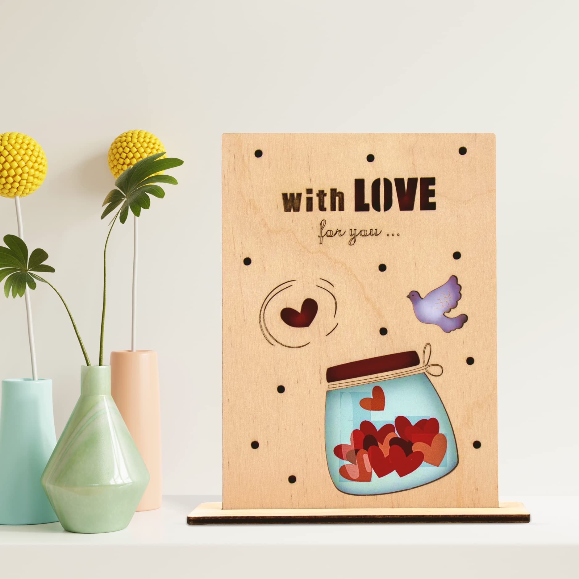 KRASS Valentines Day Wooden Love Cards For Him Her Family...