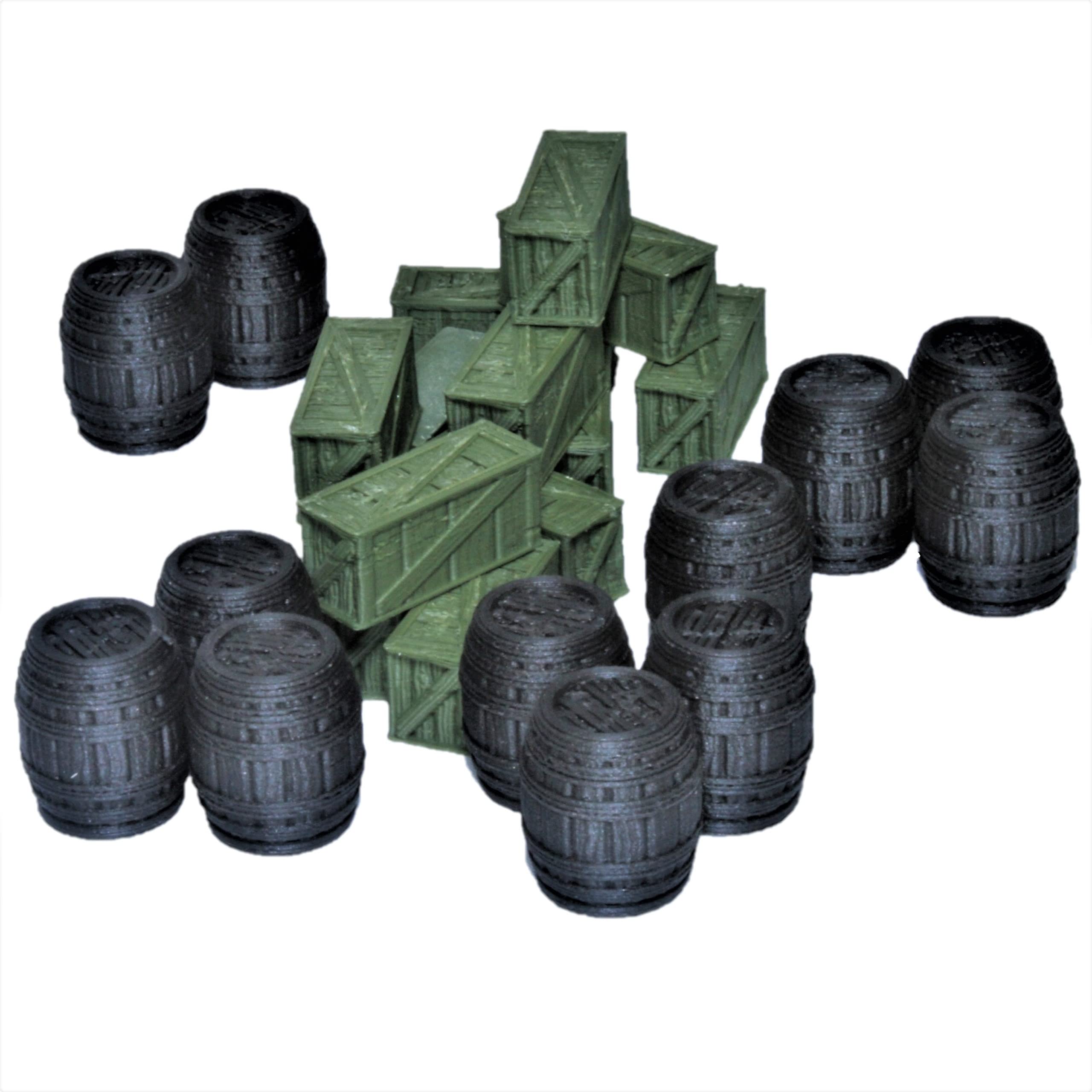 Green Armory Crates and Black Powder Barrels