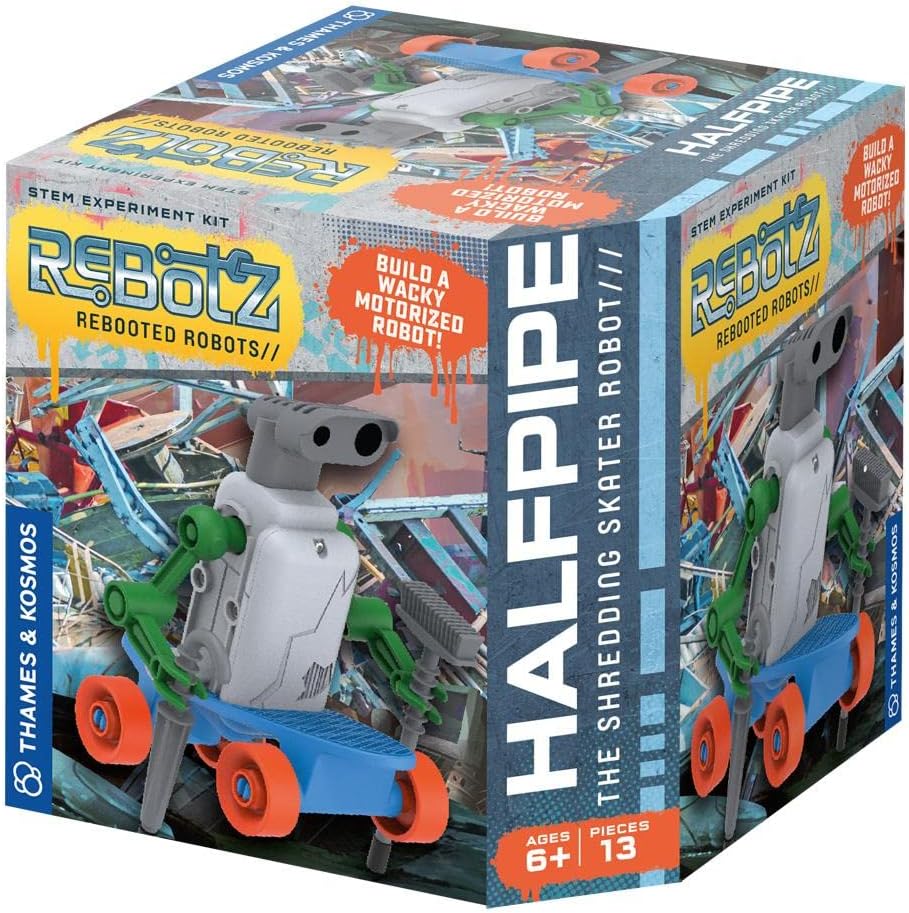Thames & Kosmos ReBotz: Halfpipe - The Shredding Skater Robot | Build a Wacky Motorized Robot! | Collect All 4 | Combine to Make New Robotic Creations | Great Stocking Stuffer, Easter Basket Goodie