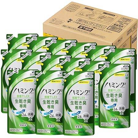 Amazon ケース販売 ハミングファイン 柔軟剤 部屋干しex フレッシュサボンの香り 詰め替え 450ml 15個 ハミング 液体 柔軟剤