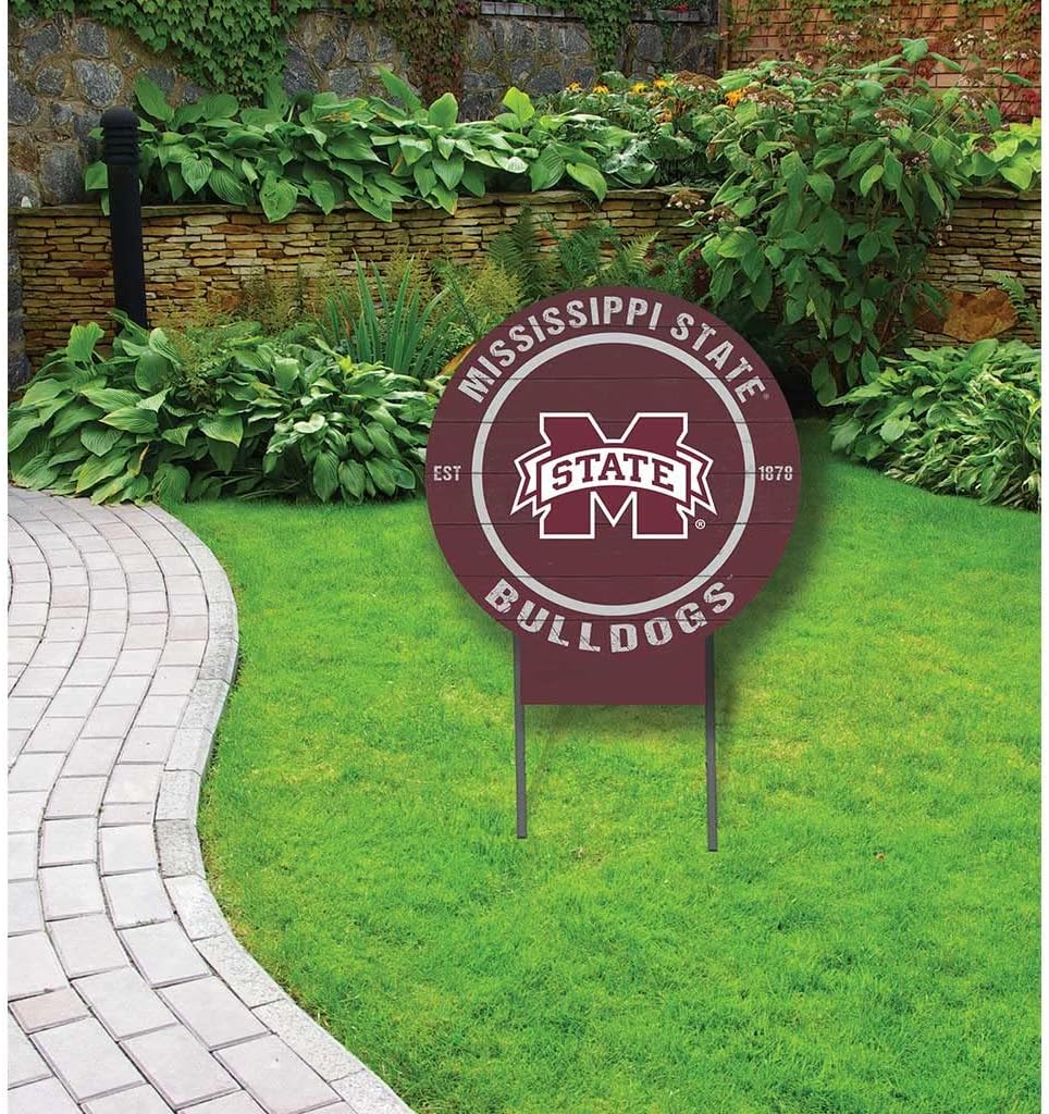 KH Sports Fan Mississippi State Bulldogs 20"x20" Circle Logo Lawn Sign, One Size, Team Color