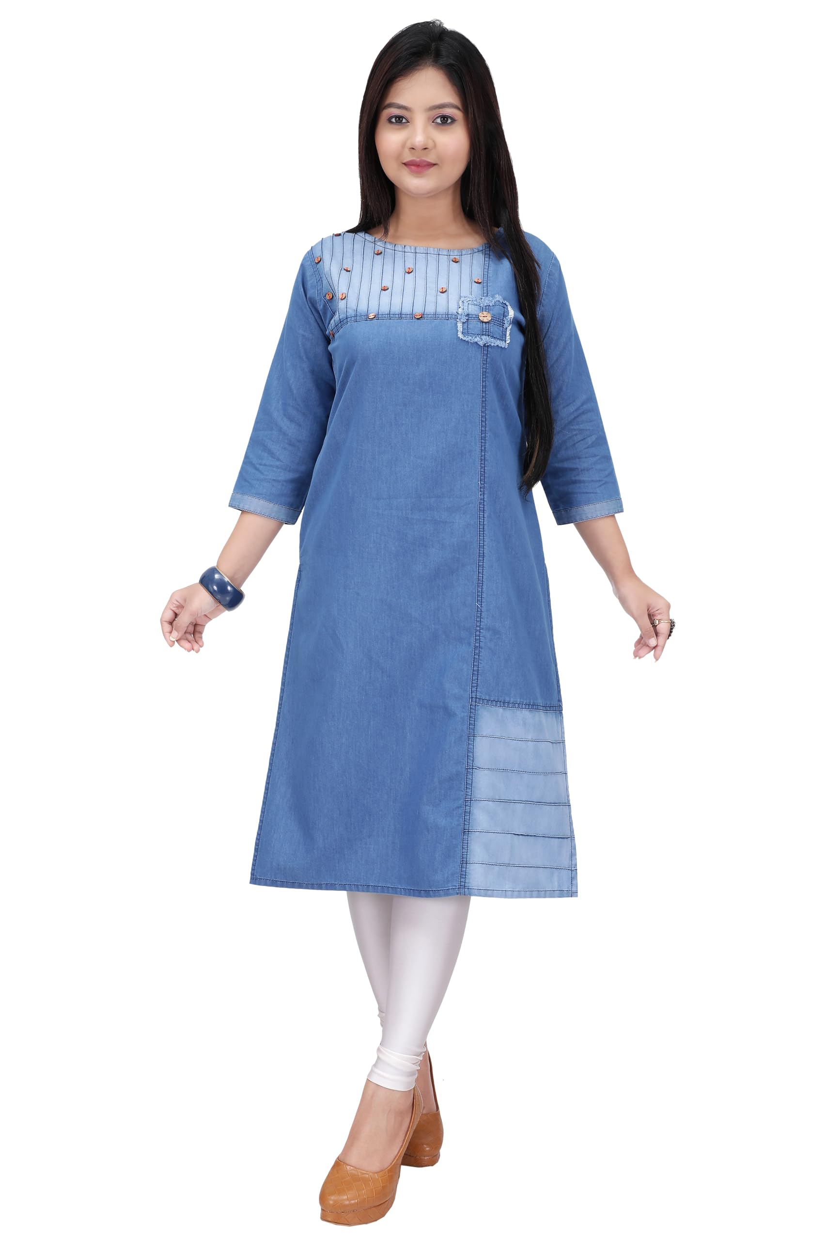 EnterprisesAnmol Fashion Blue Solid Denim Kurti for Women (Blue K- 468)