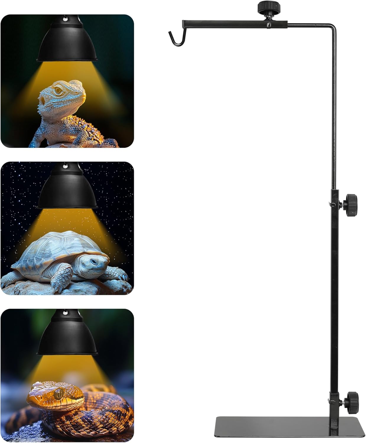 Simple Deluxe Reptile Light Stand Adjustable 16-32 inch Floor Lamp Holder, Metal Bracket for Reptile Tank & Terrarium Heating Light