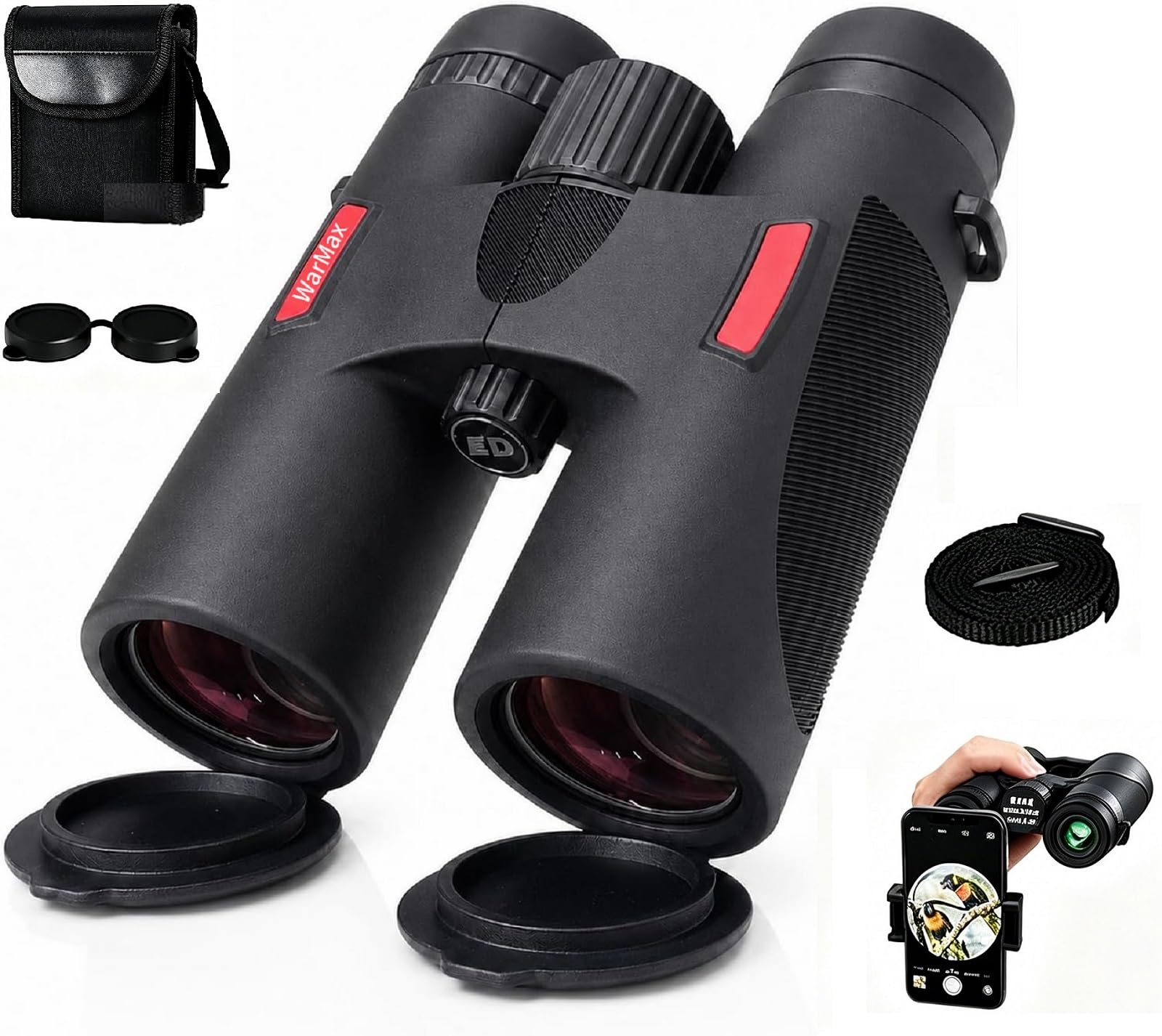 Warmax Lornetka HD 10x42, szkło o bardzo niskiej dyspersji ED, pryzmat BAK