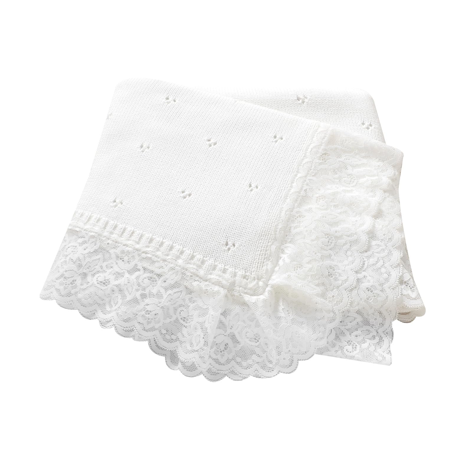 Hadetoto Coperta per neonati in morbido cotone lavorato a maglia all'uncinetto, coperta cellulare essenziale per neonati, ragazze e ragazzi, 82 x 102 cm (bianco)