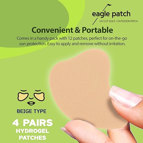 Miniatura 4 de Parche de golf con protección UV (beige, 4 unidades) - Parches faciales de gel protector solar hidratante para actividades al aire libre, protector