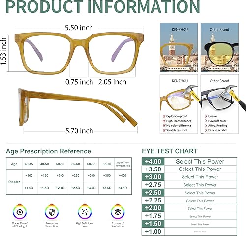 Miniatura 2 de K KENZHOU Blue Light Blocking Glasses, Fashion Square Fake Nerd Eyewear Anti UV Ray Computer Gaming Eyeglasses