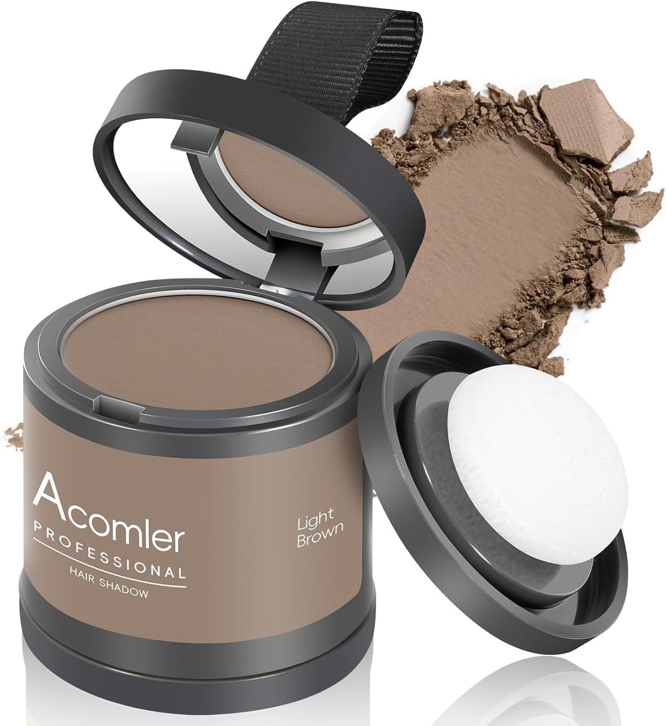 Acomler Instantly Root Cover Up Hairline Powder, 0.35 Ounce Root Touch Up Hair Color, Gray Hair Cover Up Hair Fibers, Hair Powder for Women Men with Eyebrows, Beard Line, Bald Spots (Light Brown)