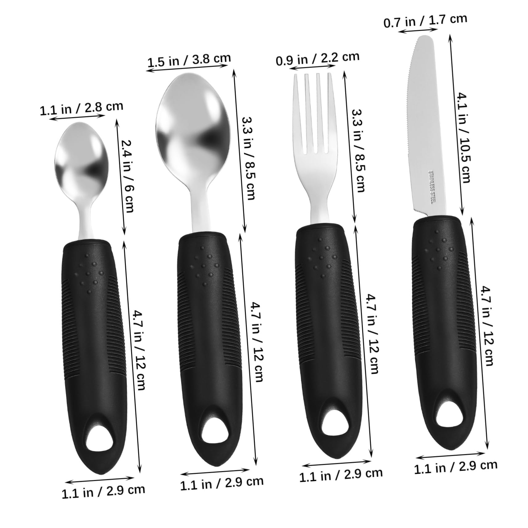 STOBAZA 1Set Elderly Adaptive Utensils Ergonomic Weighted Cutlery for Hand Tremors for Stroke Patients Includes Hanging for Convenient Storage and Easy