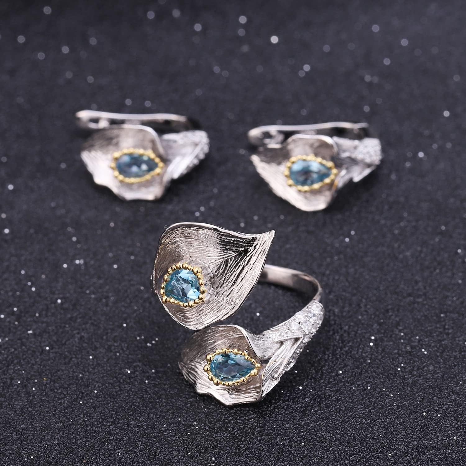 NONNYL Banquet Luxury Gem Ring for Women Jewelry Gifts S925 Sterling Silver Inlaid With Natural Gem Ring Gifts for Wife Mom Girlfriend, Anniversary Birthday Fine Jewelry Gifts for Her