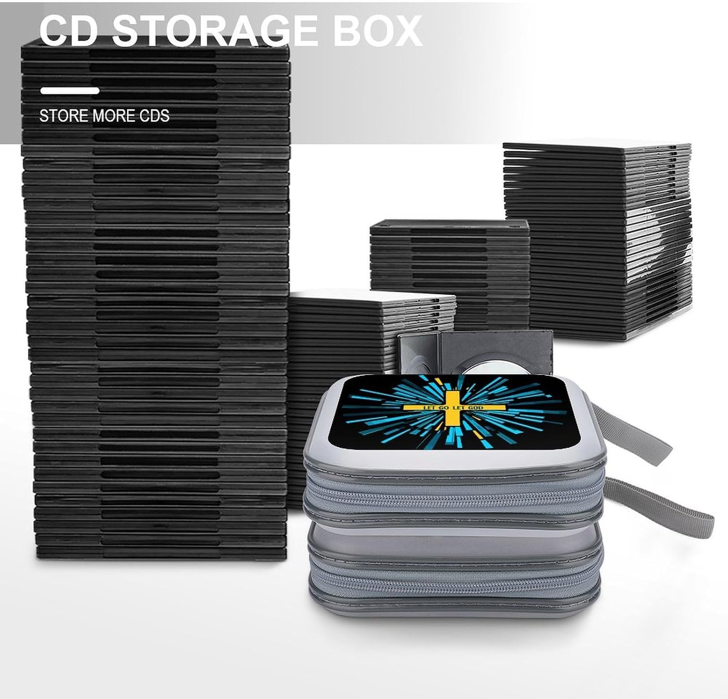 Let Go Let God Protective CD Case Storage Rack 40 Capacity DVD Holder Organizer Car Travel