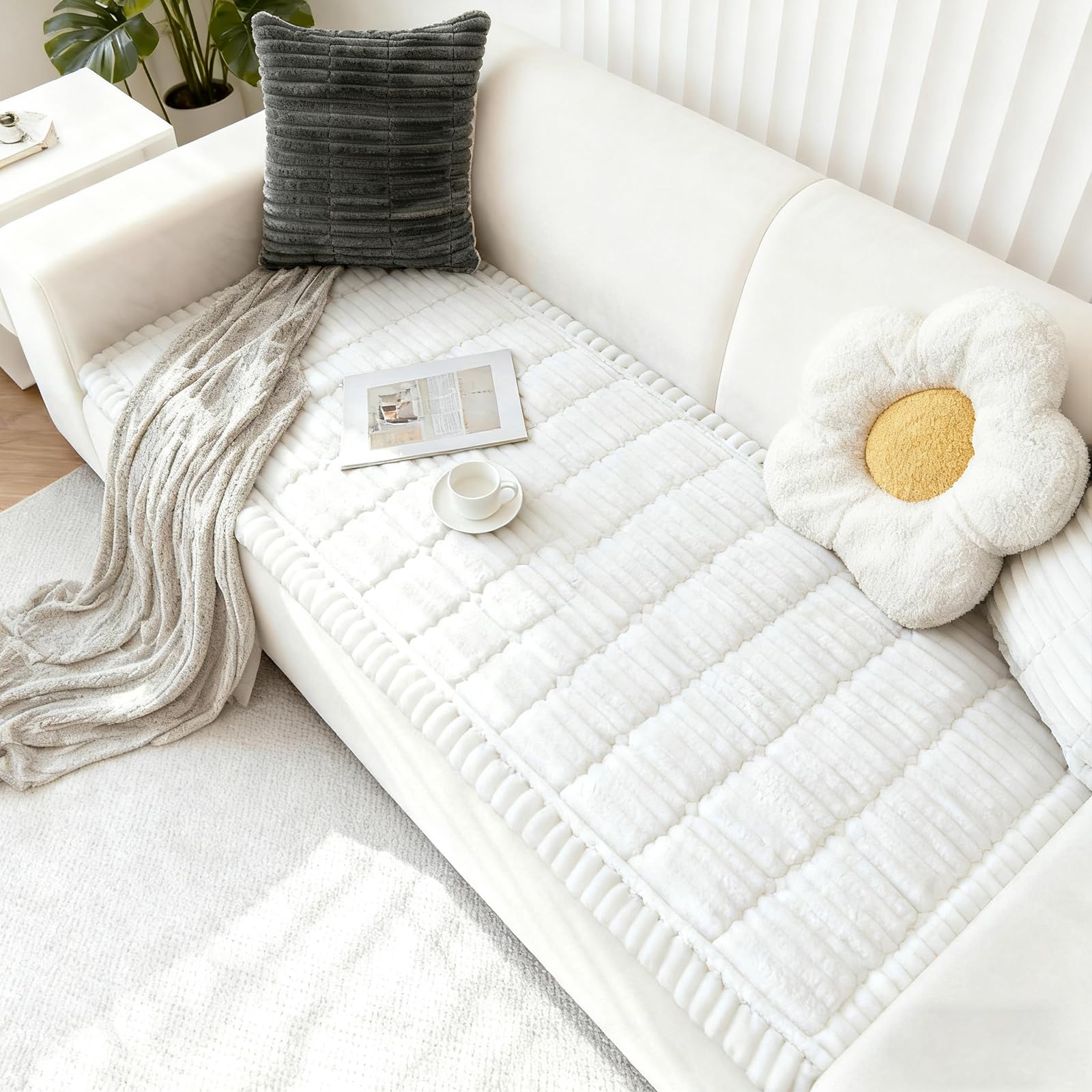 Capslpad Dicke Sofa überzug Waschbar Couch Überzug rutschfest 2 3 4 Sitzer Weiche Sofa Cover Sofabezug Sofaschoner für Wohnzimmer Couch Cover Möbelschutz Weich Haustiermatte