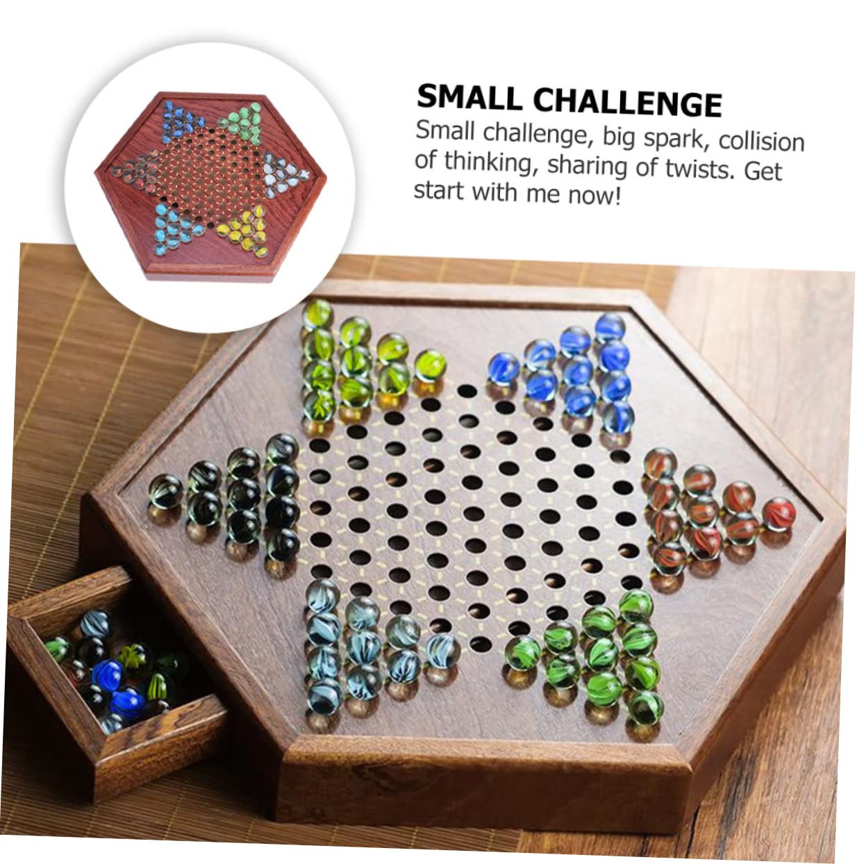 MISTER GADGET - MG3415 Jeu de Dames Chinoises en Bois - Conçu pour 2 à 6 Joueurs - Couleurs Rouge, Jaune, Bleu, Noir, Vert, Blanc - Expérience de Jeu Fluide et Durable
