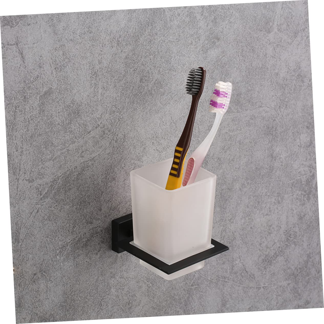 Porta Spazzolini con Bicchiere in Lega di Zinco Nero | Base Antiscivolo, Resistente All’umidità, per Bagno e Cucina, Supporto Ordinato per Spazzolini e Dentifricio