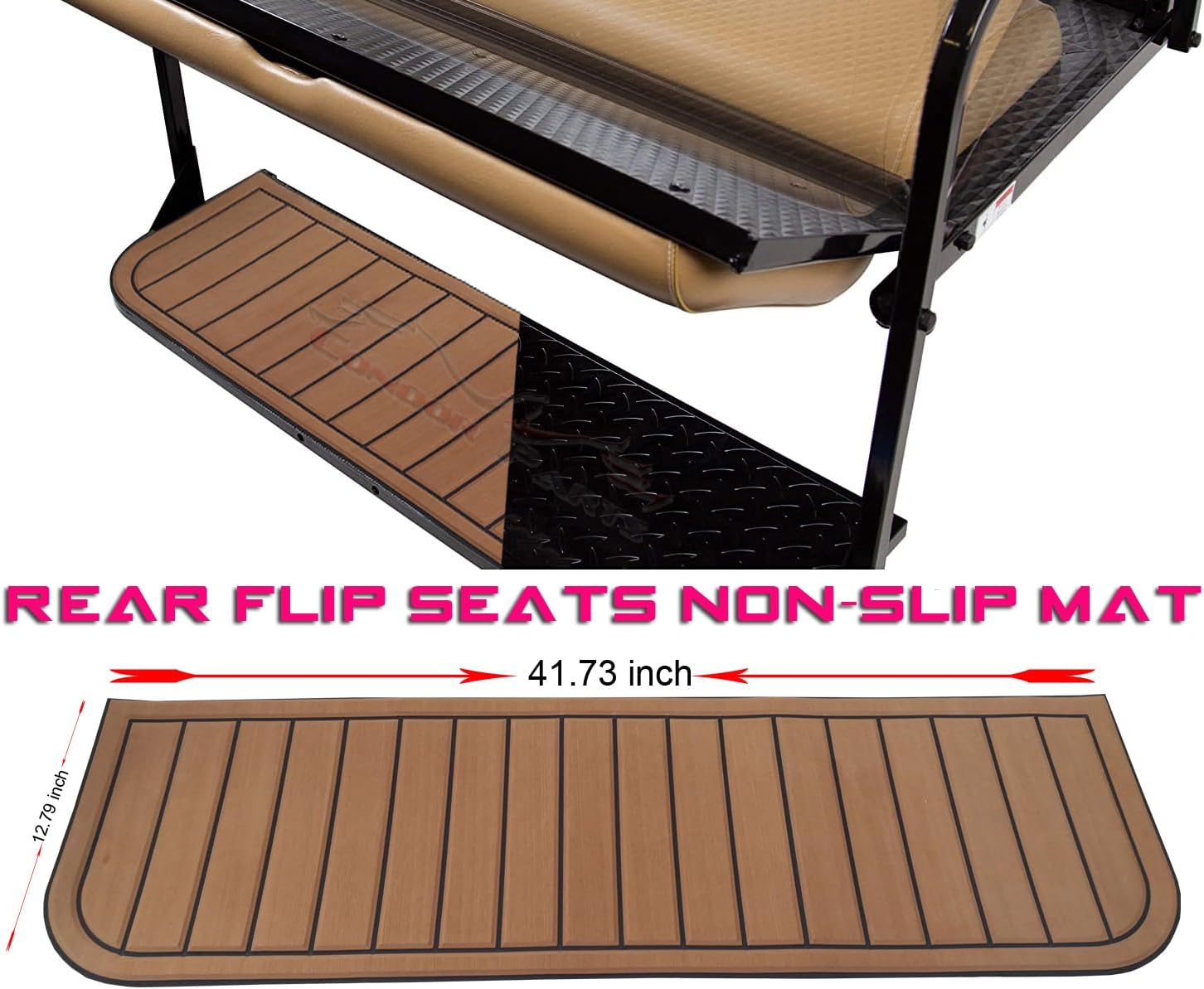 Golf Cart Rear Seat Kits Floor Mat,Fit Yamaha EZGO RXV/TXT,Club Car DS/Precedent and Star Car,Excar,icon,Anti-Skid Mat EVA Environmentally Friendly Materials for Mosts Golf Carts. (Beige)