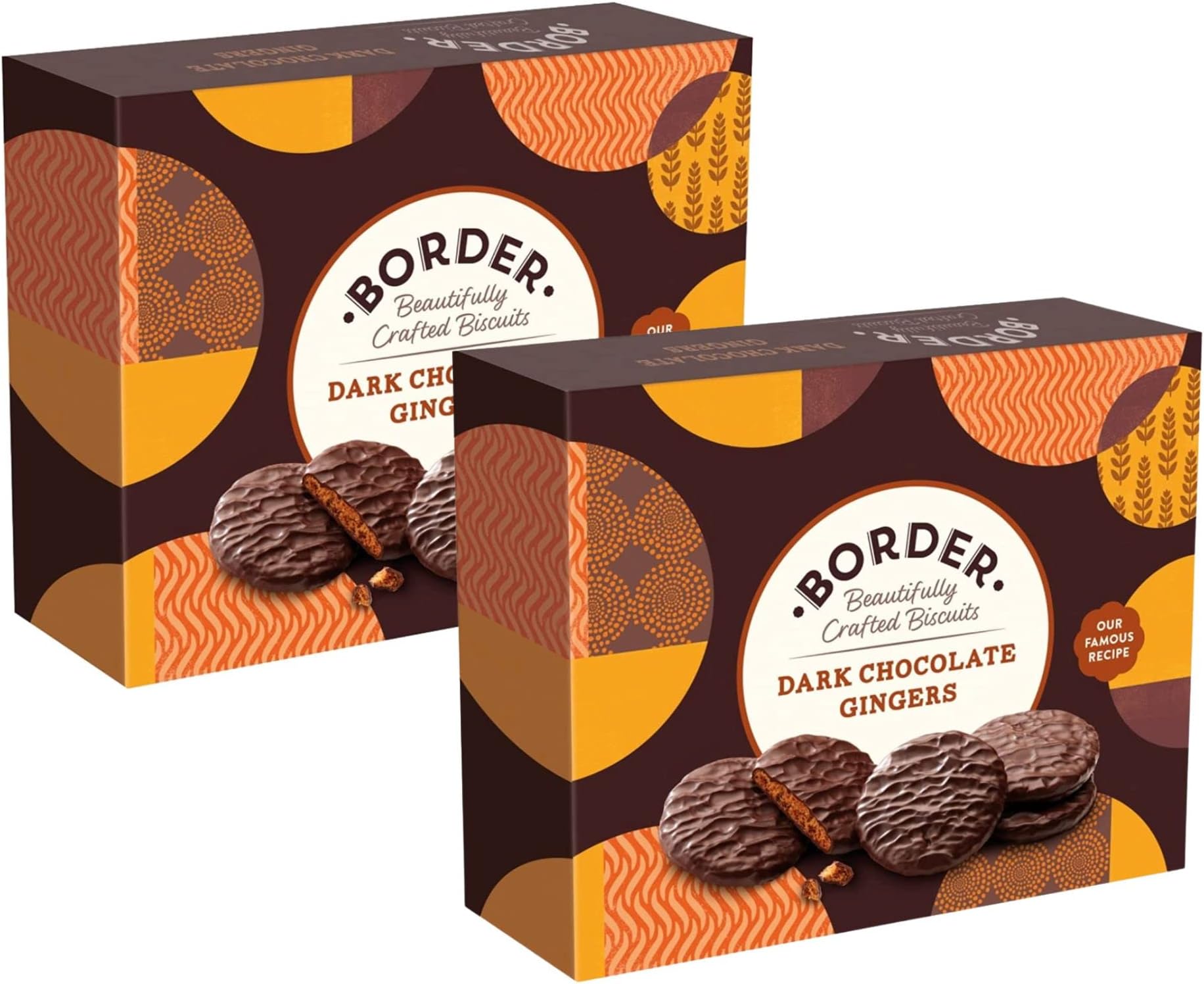 Border Biscuits - 2 Pack Dark Chocolate Gingers - Luxury Biscuits made with Expertly Sourced Ginger & Rich Chocolate - Perfect Chocolate Biscuit Gift Box to Share - 2 x 255g