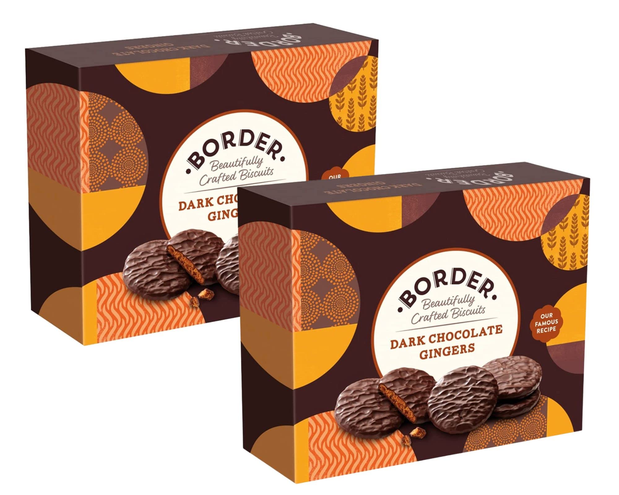 Border Biscuits - 2 Pack Dark Chocolate Gingers - Luxury Biscuits made with Expertly Sourced Ginger & Rich Chocolate - Perfect Chocolate Biscuit Gift Box to Share - 2 x 255g