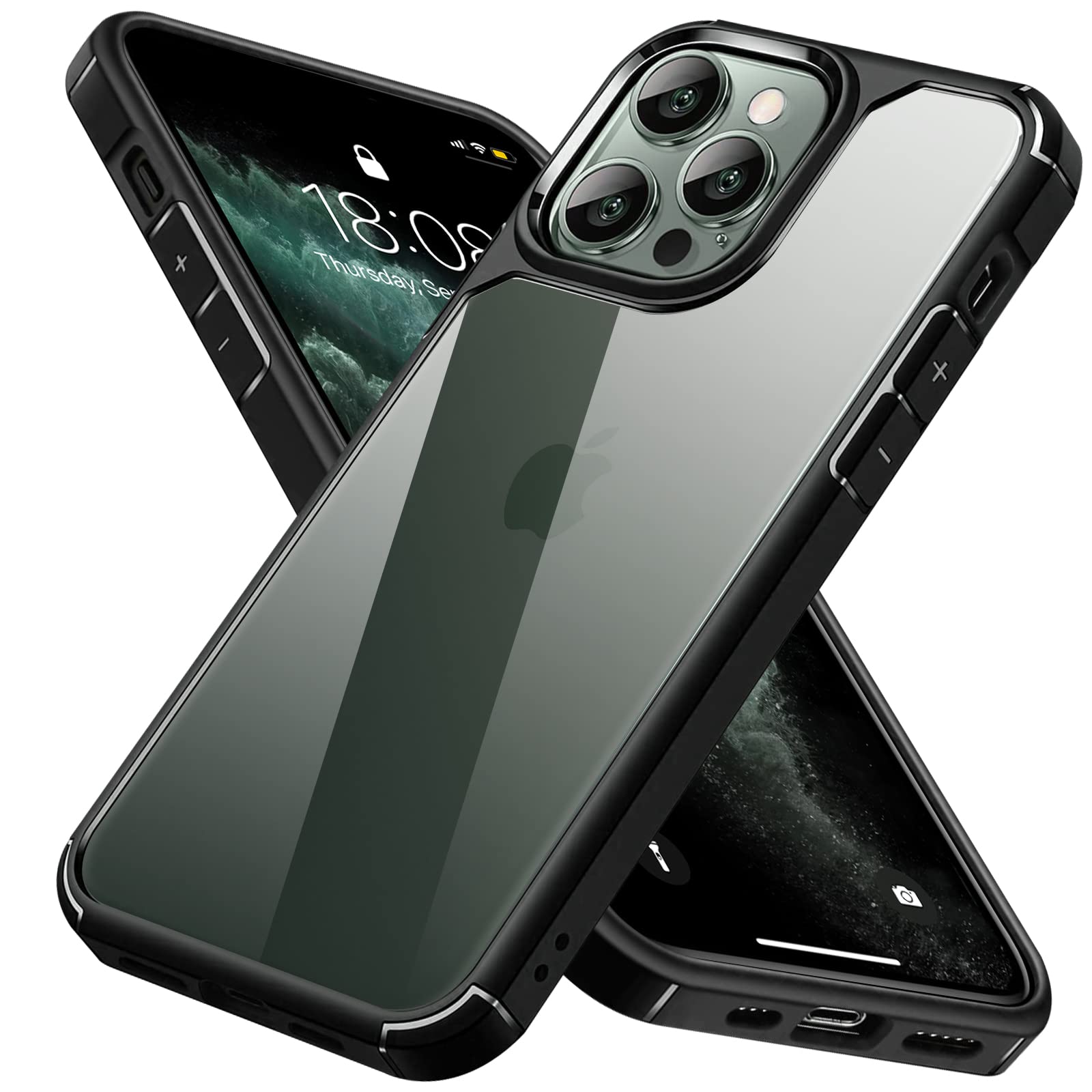 INFOSUN iPhone 11 Pro Max Case Clear Cover Ultra Thin Silicone Shockproof Hard Back Cases Transparent Protective Slim Phone Case for Apple iPhone 11 Pro Max 6.5 inch - Black