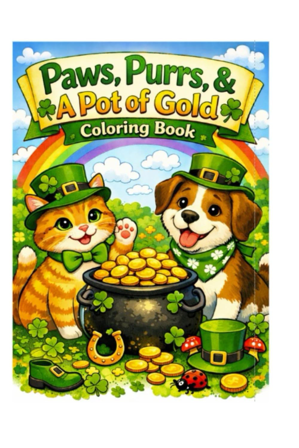 Paws, Purrs & A Pot of Gold: Kid's Coloring Book