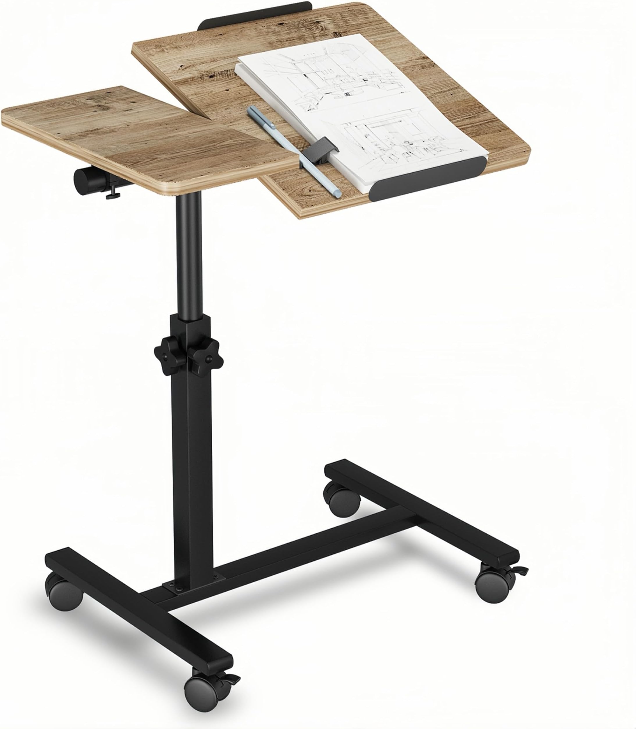 Adjustable Over Bed Table with Wheels Rolling Laptop Desk Medical Overbed Tables Couch Tray Table-Coffee