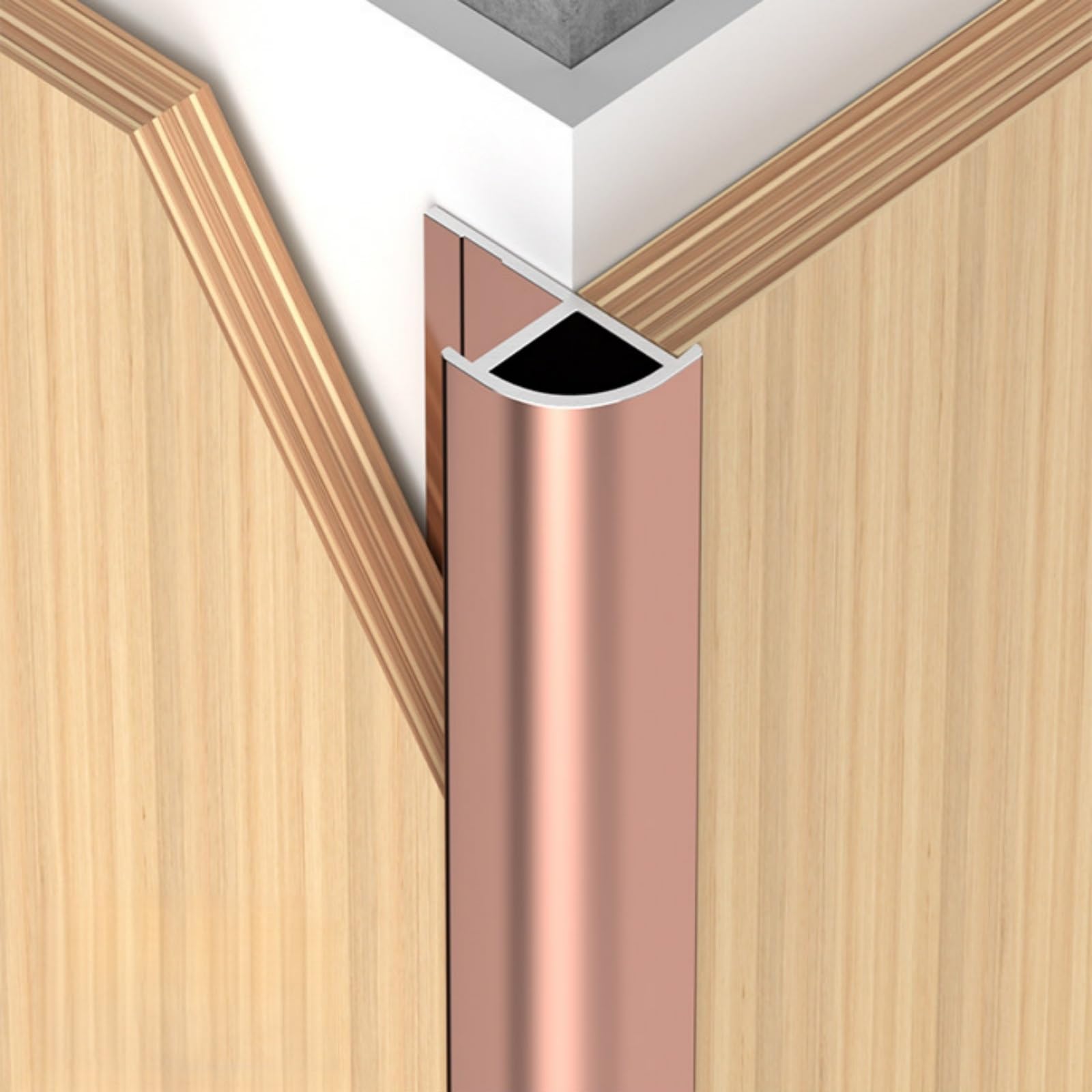 Coayuou Tile Trim Aluminium Round Corner Tile Trim 4-18mm Wall Panel Corner Moulding 100cm X3pcs Waterproof Anti-collision Rustproof Easy Install For Bathroom & Kitchen(Rose Gold,15mm)