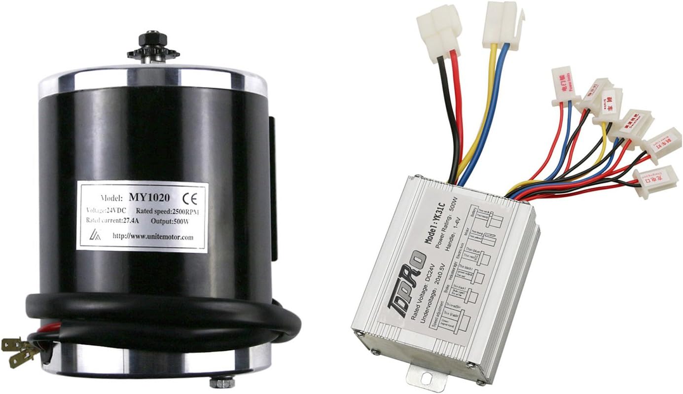 TDPRO JCMOTO 24v 500w Brushed Speed Motor and Controller Set for Electric Scooter Go Kart Bicycle e Bike Tricycle Moped