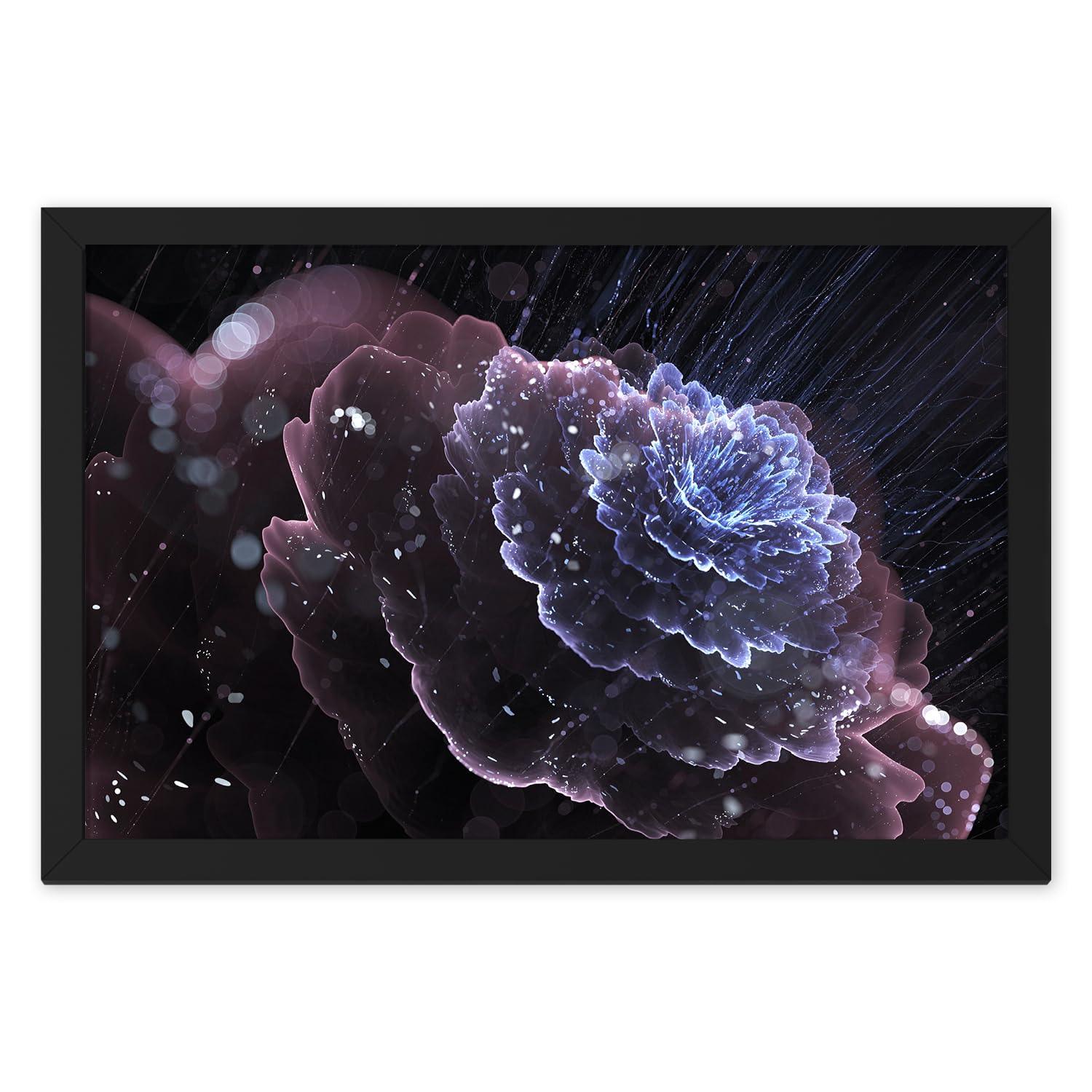 Ritwika's Wall Art Painting of Bright Raindrops Falling On A Purple Flower with Black Photo Frame for Decor Home and Office | Multicolored | 13.5 X 9.5 in | Set of 1-image-30