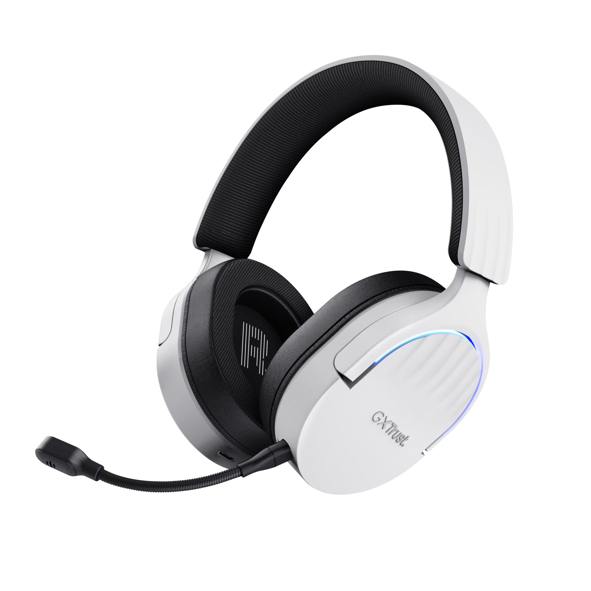 GXTrust 491W Fayzo Cuffie Gaming Wireless Bluetooth + 2.4 GHz, Audio Surround 7.1, Batteria da 22 Ore, 35% Plastica Riciclata, RGB Cuffie Bluetooth Over Ear PC PS5 PS4 Switch - Bianco