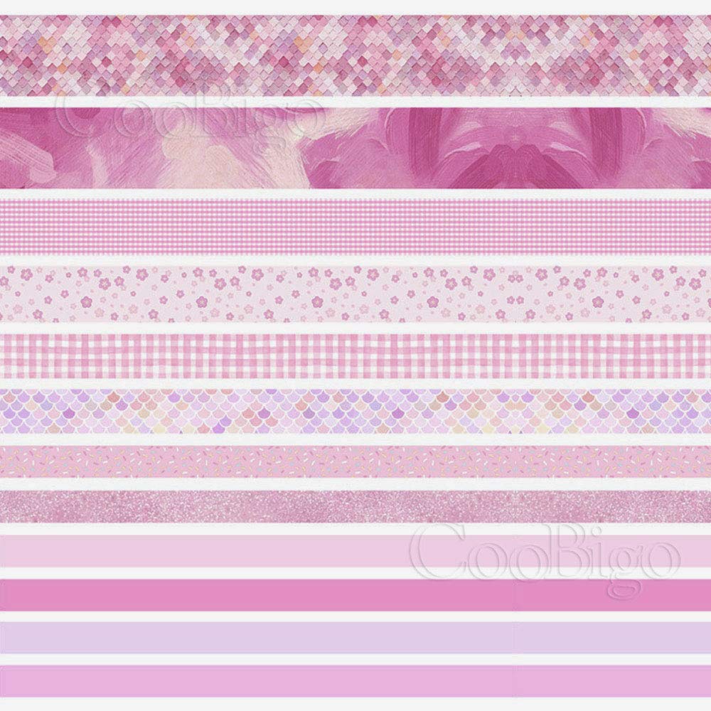 Zestaw taśm Washi, 12 rolek, 4 rozmiary, dekoracyjne taśmy maskujące Washi do rękodzieła, scrapbookingu, DIY, planerów, pakowania prezentów (impreza kwitnąca wiśni)