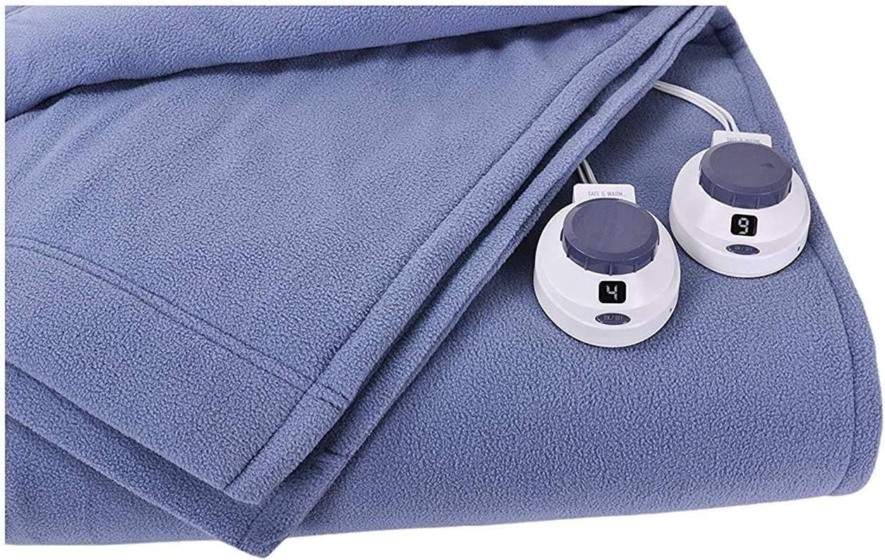 Perfect Fit SoftHeat - Full Micro-Fleece Heated Blanket - Luxuriously Warm & Soft Electric Blanket, Patented Low-Voltage Technology (Slate Blue, Full)