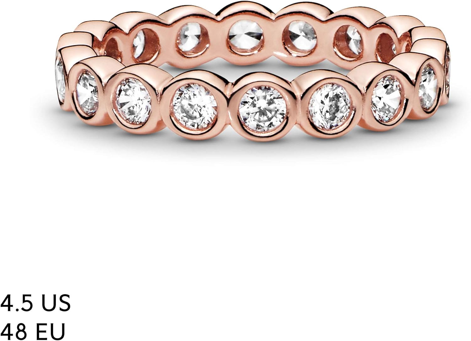 PANDORA Alluring Brilliant Ring - Stackable Rose Gold Ring for Women - Gift for Her - 14k Rose Gold-Plated Rose with Cubic Zirconia - With Gift Box