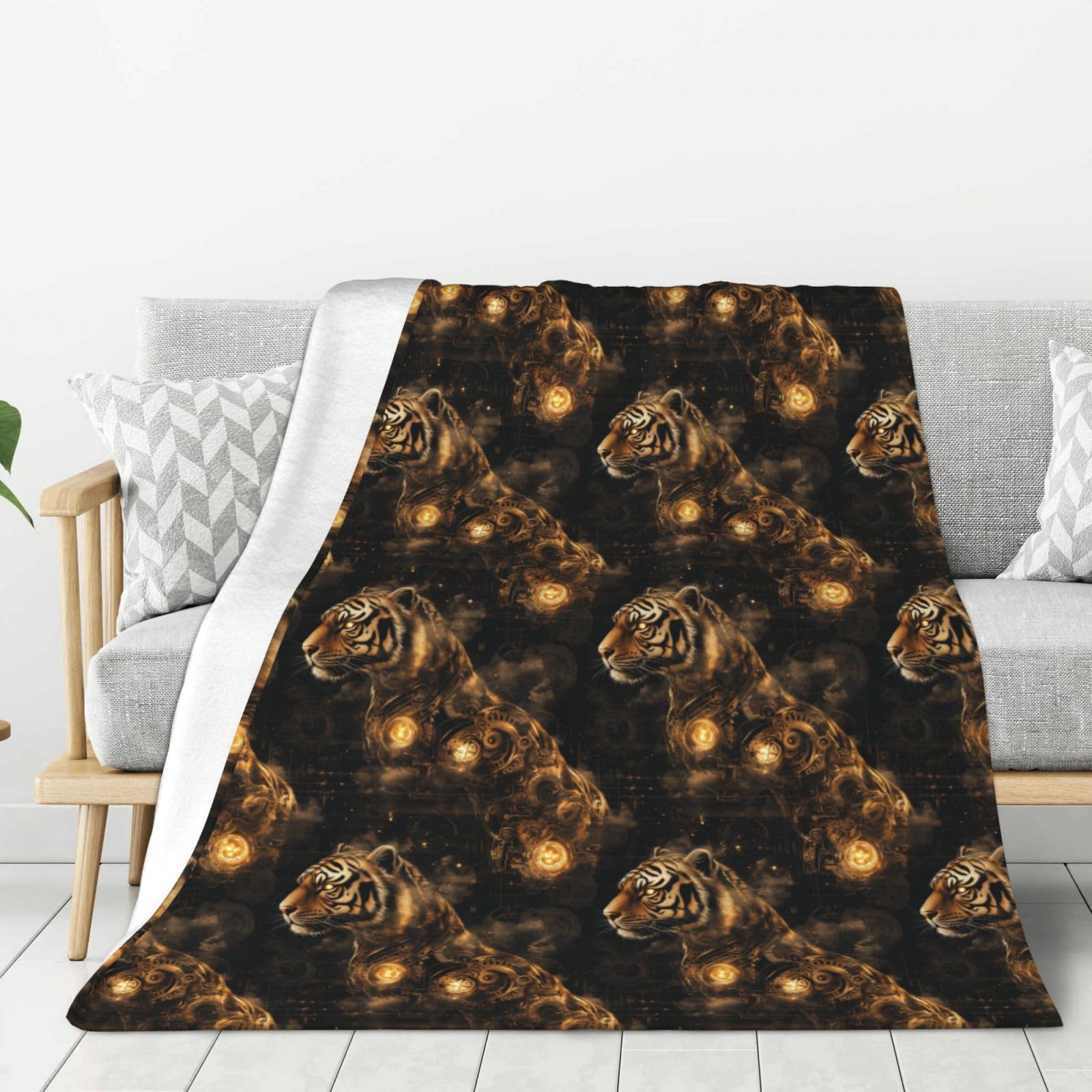 Couverture douce pour canapé plaid lit flanelle tigre léger confortable