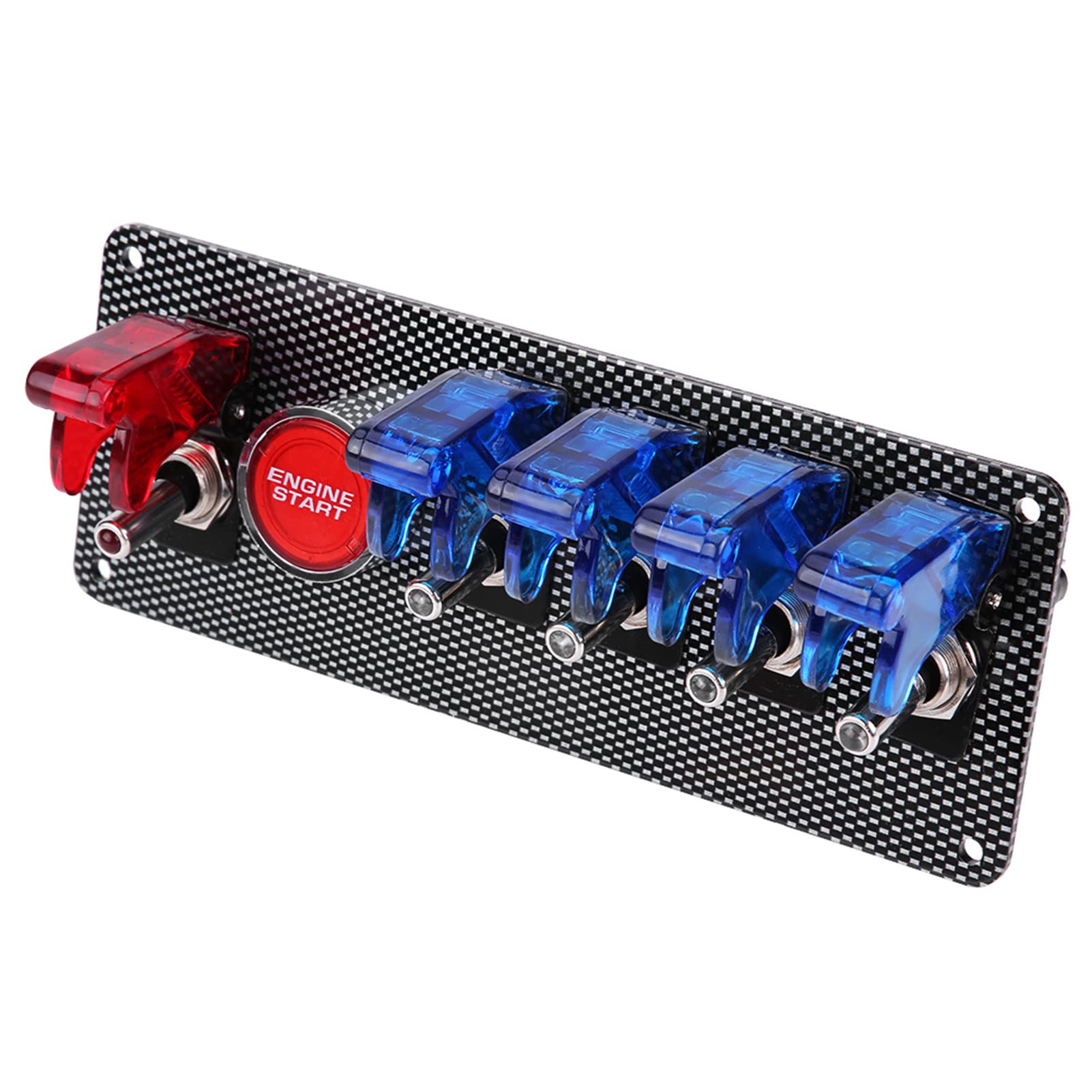 Panel Con Interruptor De Encendido, 6 En 1 Kit De Control De Botón De Arranque Del Motor Del Panel Del Interruptor De Encendido Automático Del Coche De Carreras 12V