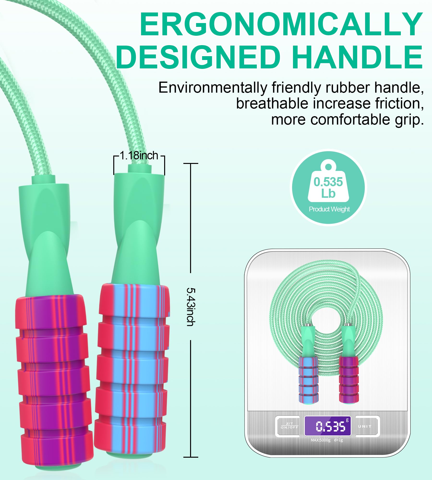 Skipping Rope for Adults Adjustable Weighted Jump Rope with Foam Handle - Image 2