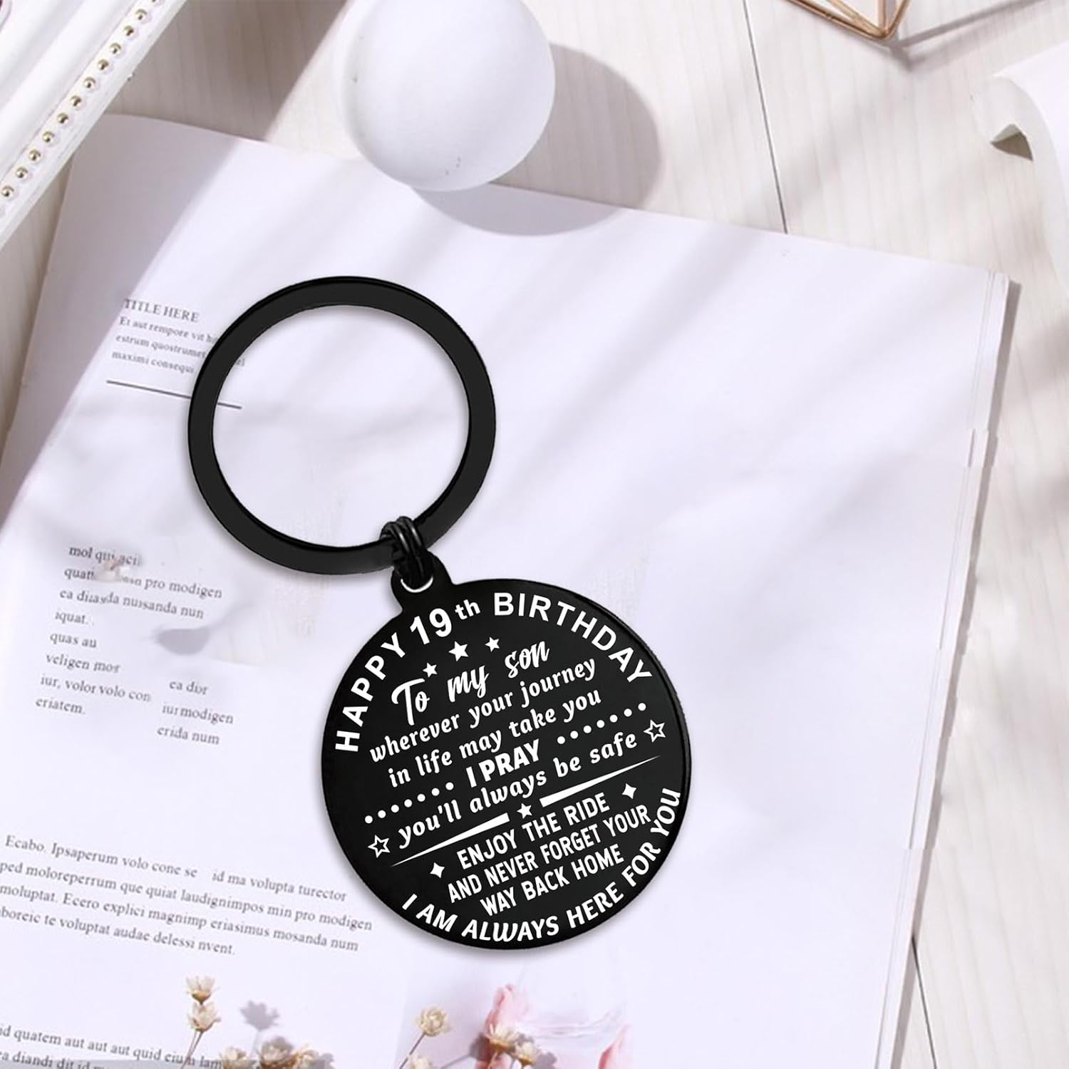 ENGZHI Son 19th Birthday Gifts for Men, 19 Year Old Boys Gifts, 19th Birthday Decorations for Him, Age 19 Bday Keychain - Image 5