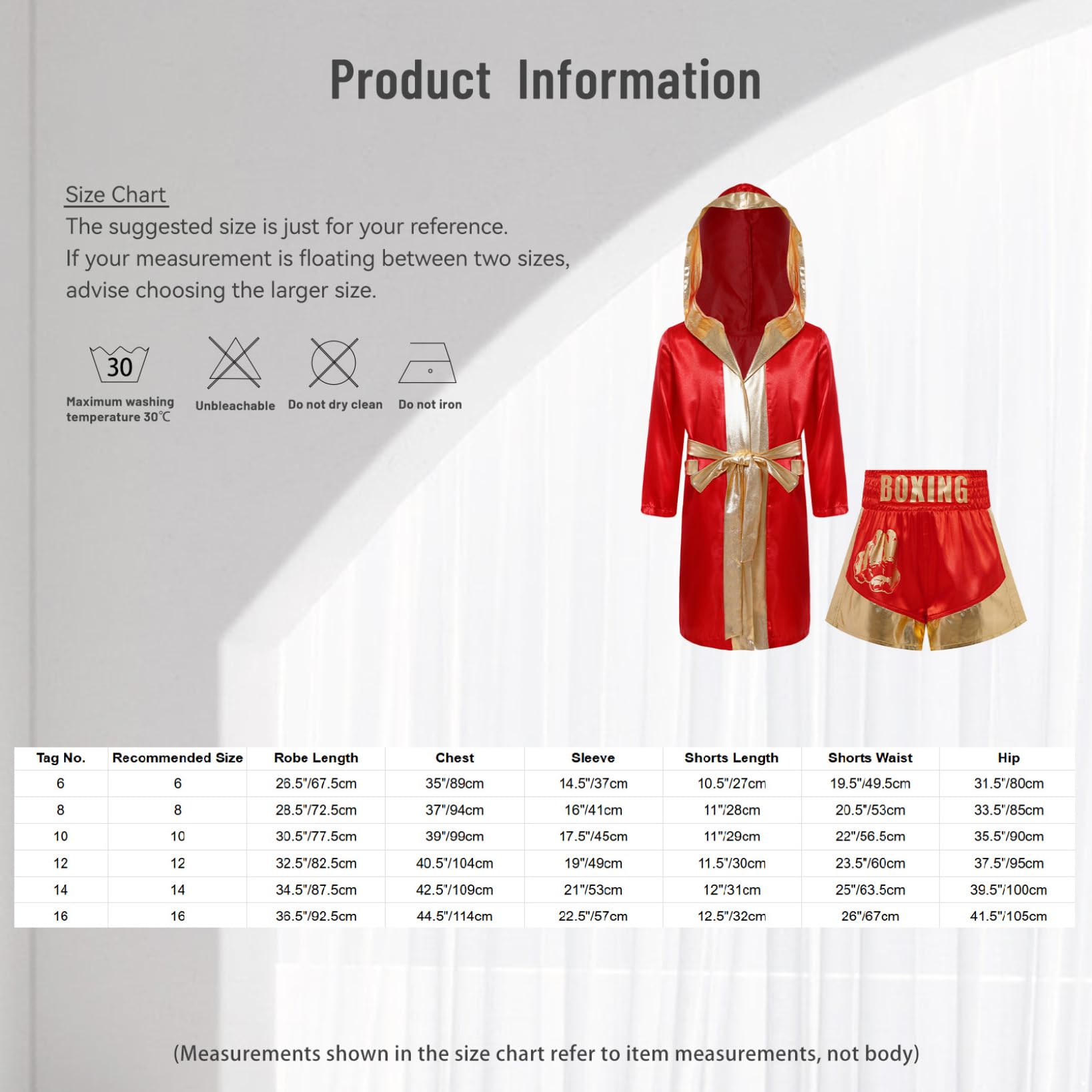 Costume da Pugile per Bambino Boxing Robe Vestaglia Accappatoio con Cappuccio e Cintura + Pantaloncini Muay Thai Kickboxing Abbigliamento Arti Marziali