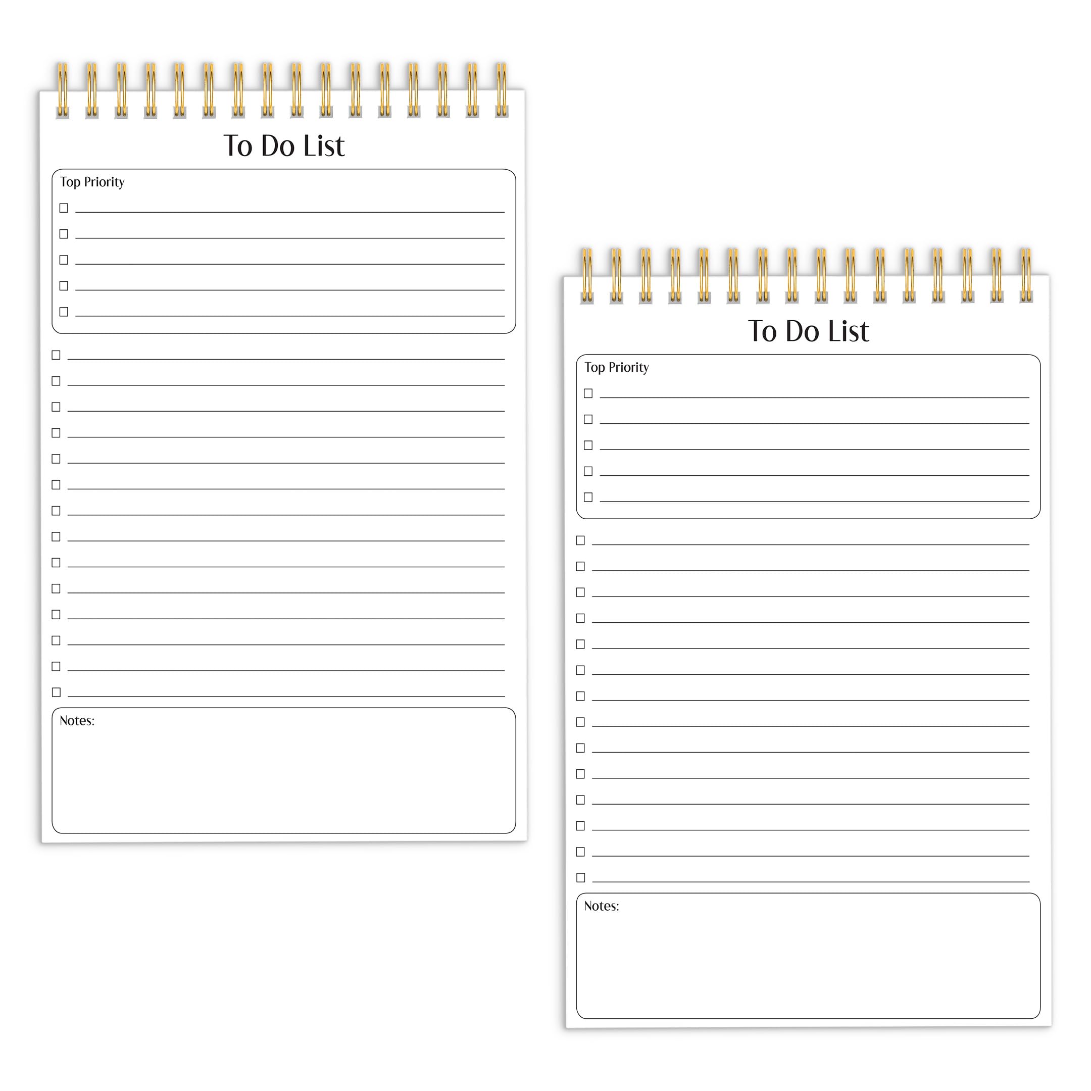 Better Office Products To Do List Mini Notepads, 5.5" x 8.5", Planning Note Pads, 50 Sheets Per Pad, Double Wire Spiral, Daily Agenda Productivity