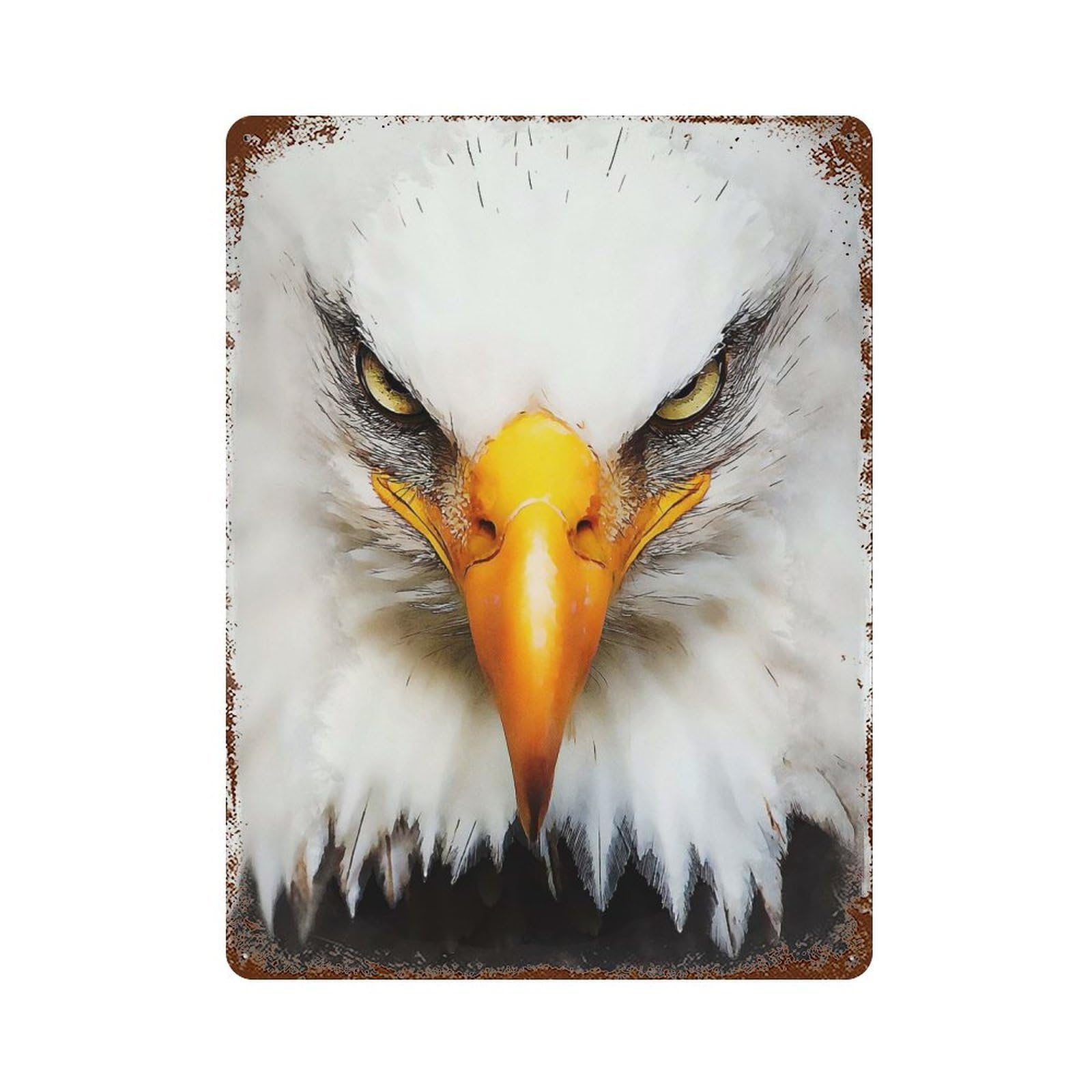 Rust Effect Eagle 7 Rusty Metal Tin Sign 15.7"x11.8", Industrial Home Decor for Living Room, Hallway And Home Decor