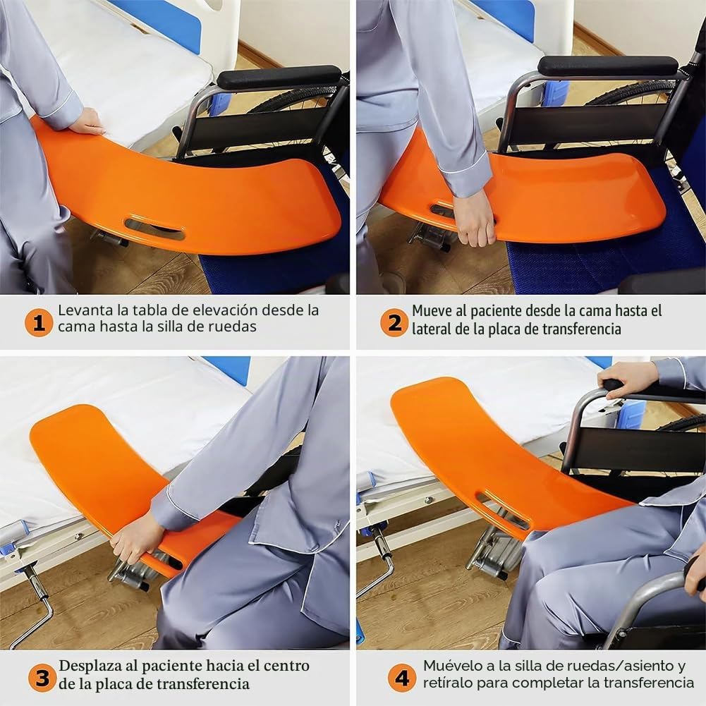 Tabla de transferencia para sillas de ruedas, para personas mayores de hasta 200 kg, ayuda para transferir discapacitados, para personas mayores en la cama, inodoro para silla de ruedas (naranja)