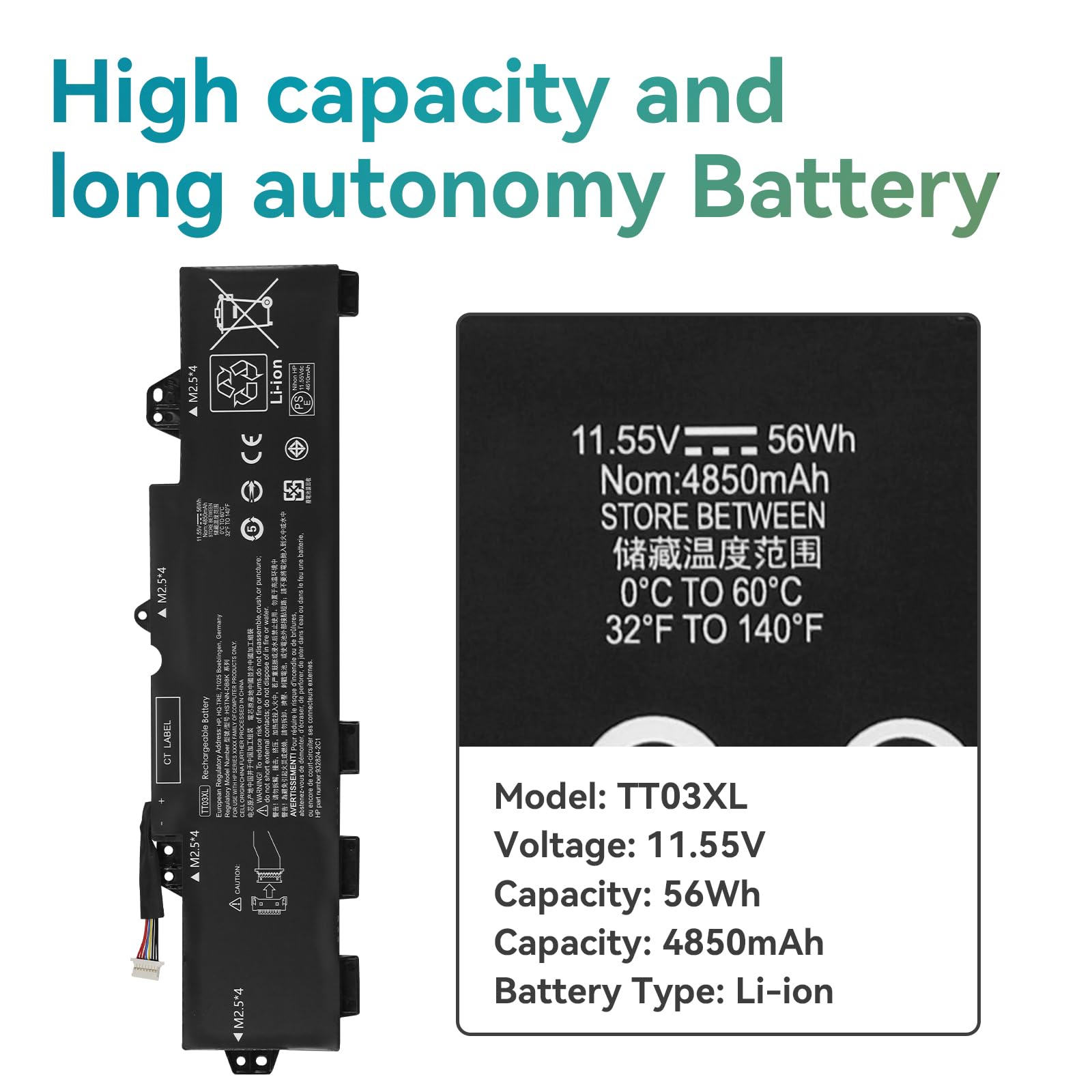 56Wh TT03XL TT03056XL-PL Batteria per HP EliteBook 755 G5 EliteBook 850 G5 G6, ZBook 15U G5 15U G6 Mobile Workstation Series TT03XL-BTI HSN-I13C-5 HSN-113C-5 HSTNN-LB8H HSTNN-DB8K Notebook Battery