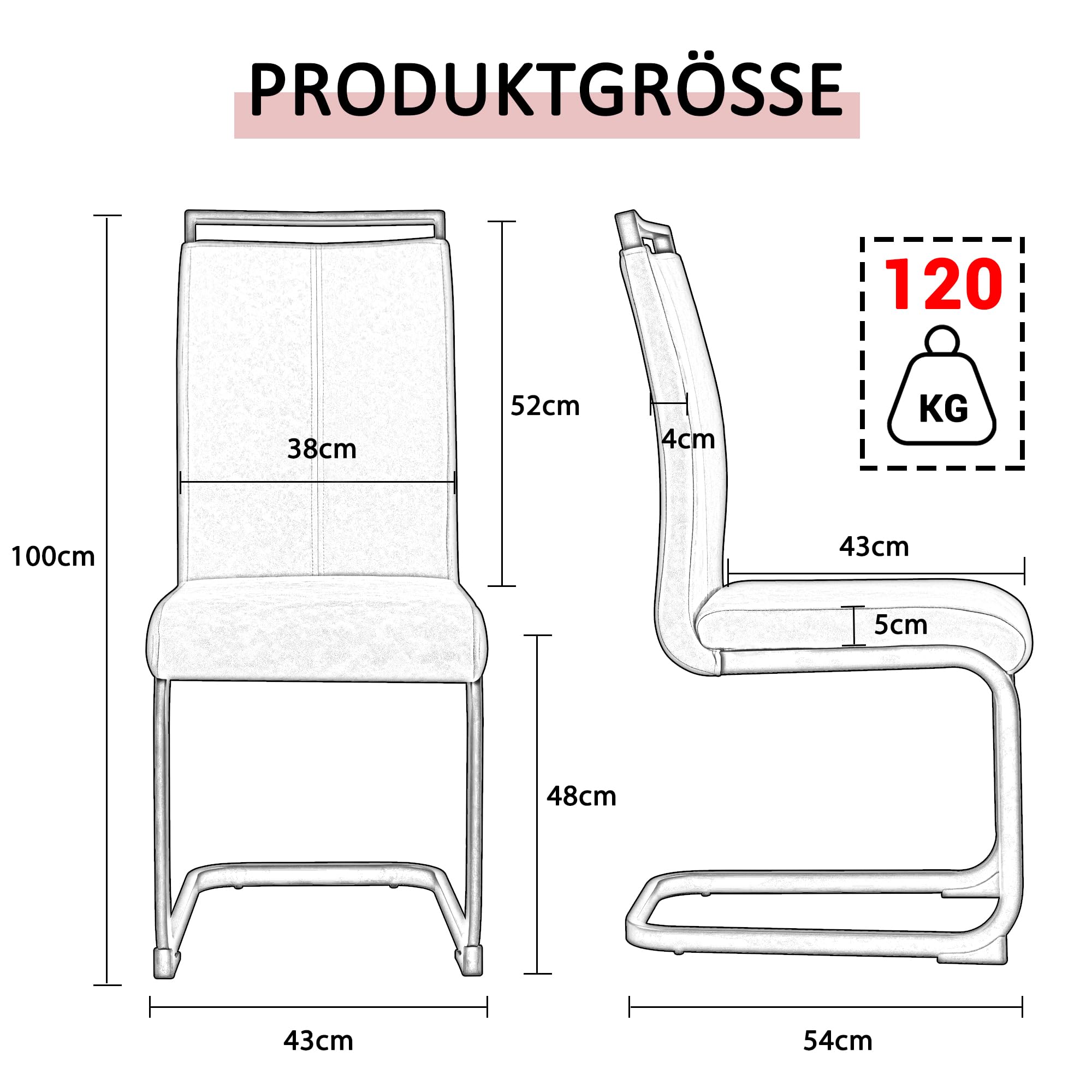 RanRan Balanceador con estructura de metal cromado, soporta hasta 120 kg, acolchado suave con funda de piel sintética (juego, 4 unidades), color negro
