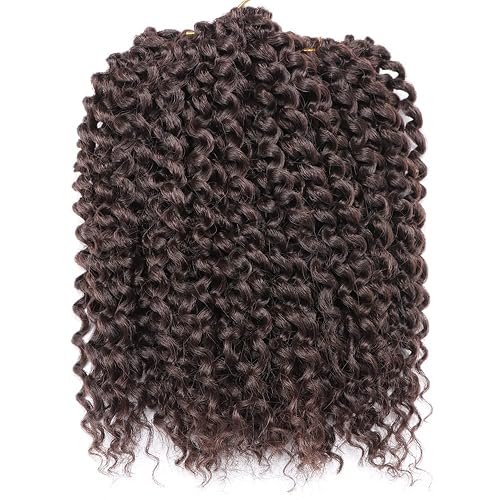 Miniatura 5 de Rizo rizado afro de 8 pulgadas, 4# color negro apagado, 3 unidades, paquete de trenzas de ganchillo sintéticas suaves (4#)