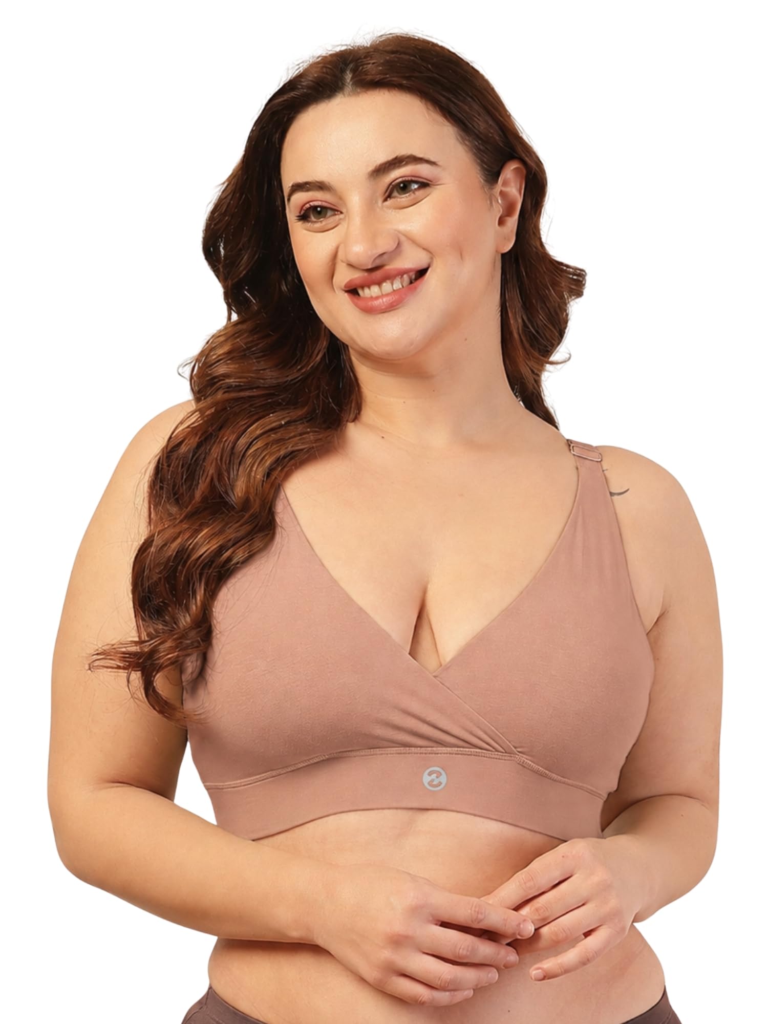 ZELENA 24/7 Cotton Nursing Bra with Modesty Concealer, No Pad Needed | Heavy Bust Friendly with 2X Stretch Premium Cotton, 'No Dig' Broad Underbust Elastic, Broad Shoulder Straps, Pull on Design-image-14