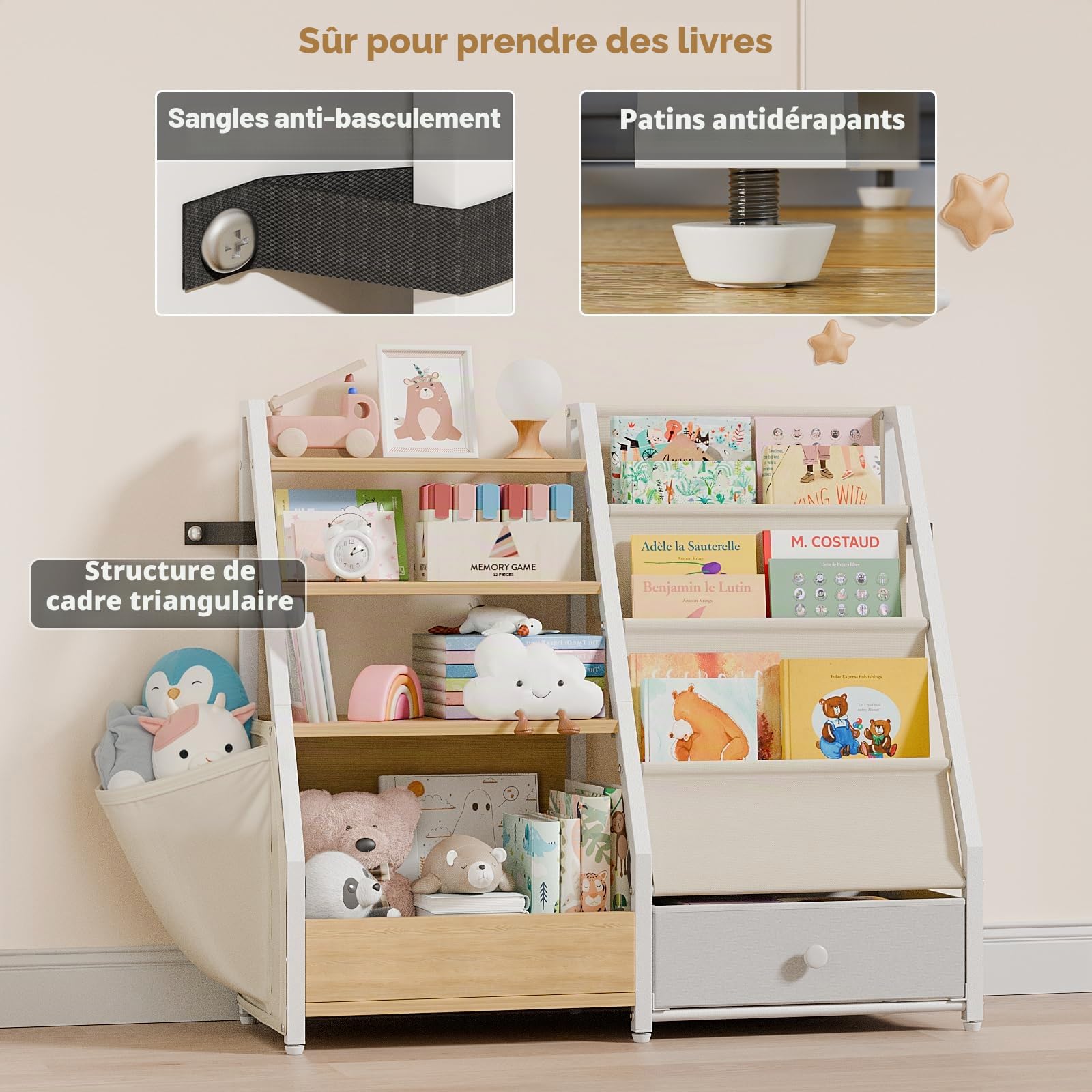 HAVLOTII Bibliothèque Enfant, Étagère Livres et Rangement Jouets