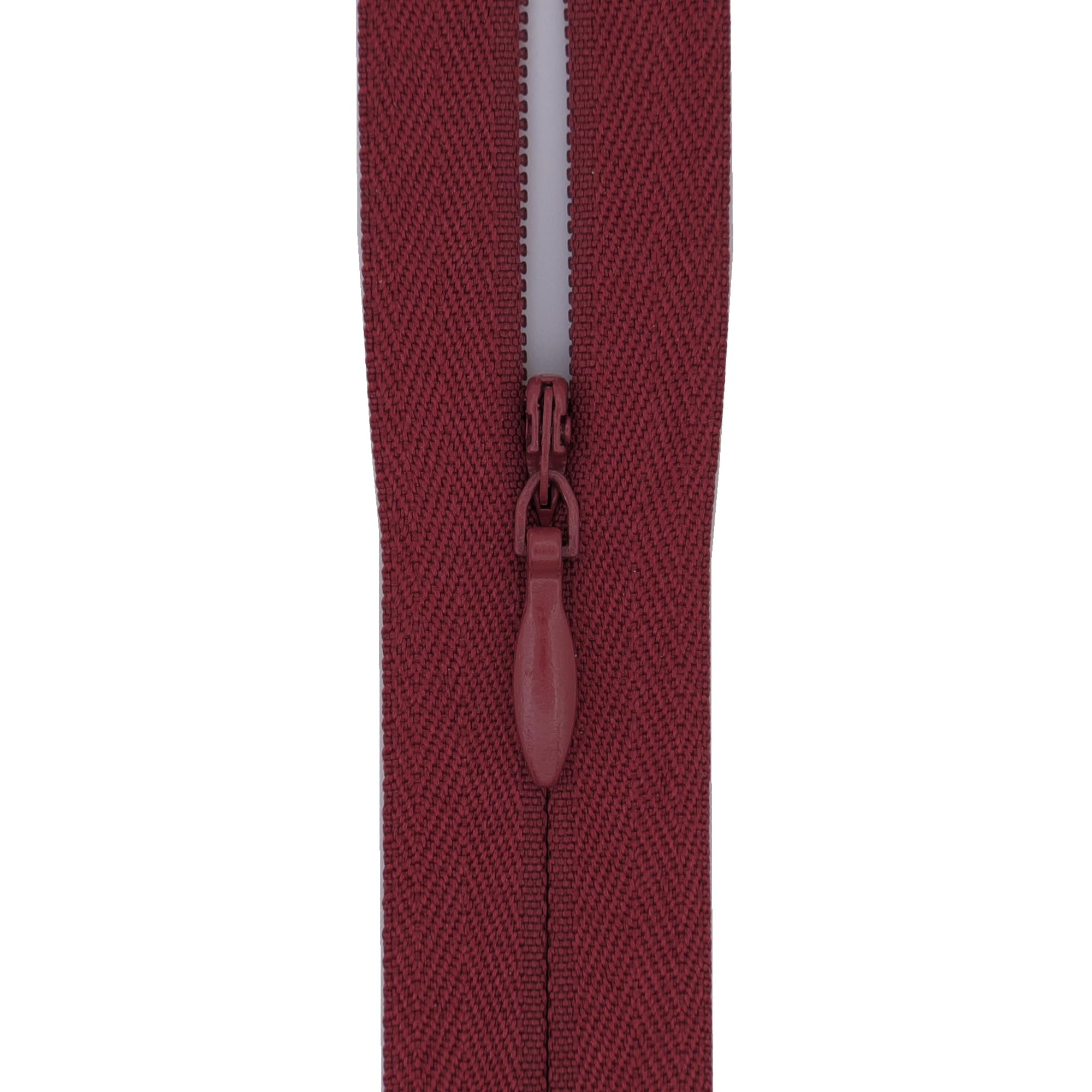 #3 Woven Tape Invisible Zip (Close End), 14 inch (35cm) for Skirts, Dress Side-Seams & Small Lumbar Cushions - Professional Nylon Coil Zips for Sewing & Dressmaking- 1 Zip (Muted Burgundy)