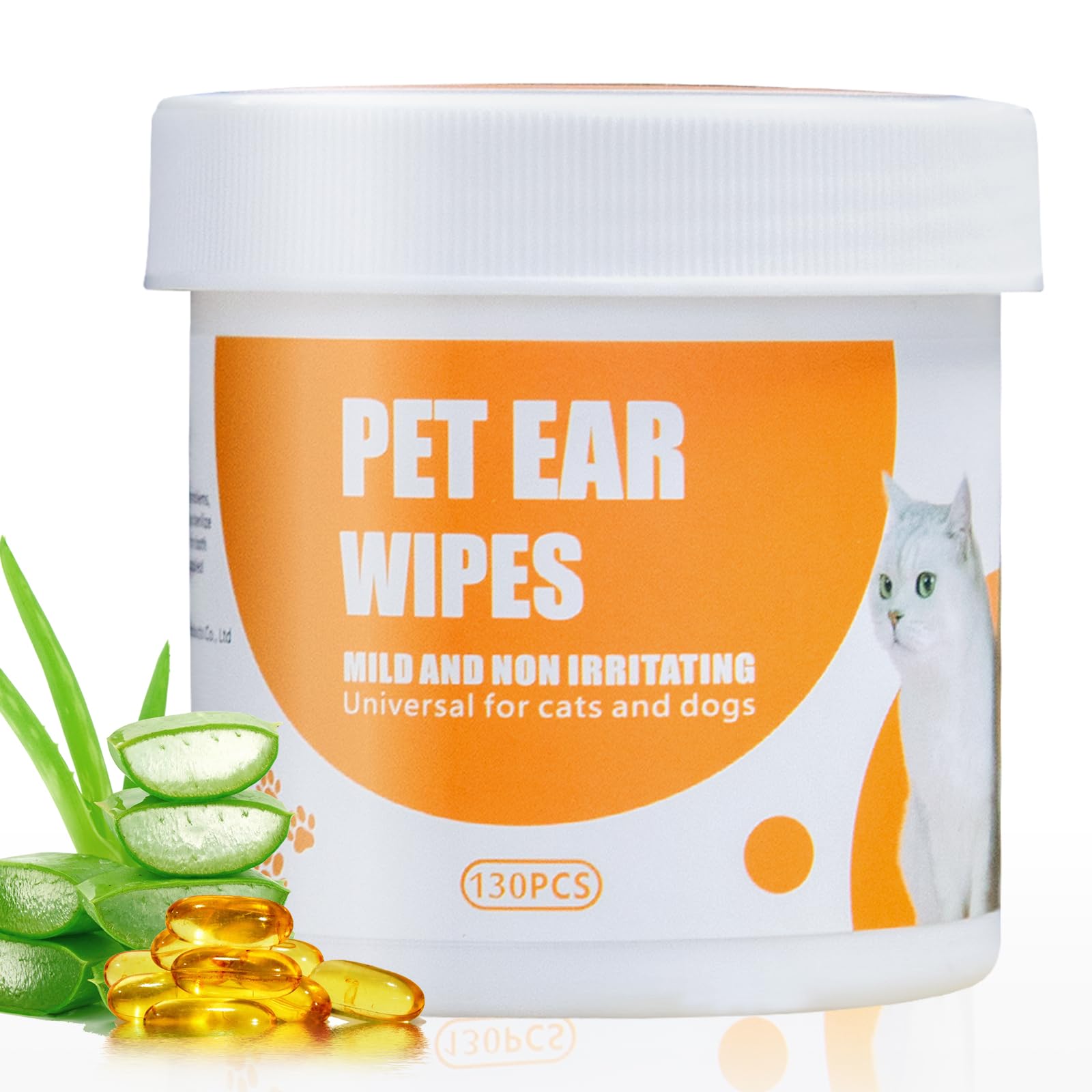 Dyvio Dog Ear Wipes 130 Count, Dog Ear Cleaner Wipes, Remove Ear Wax, Debris - Soothes & Relieves Ear Itching, All Natural Ingredients, Pet Ear Wipes for Dogs and Cats
