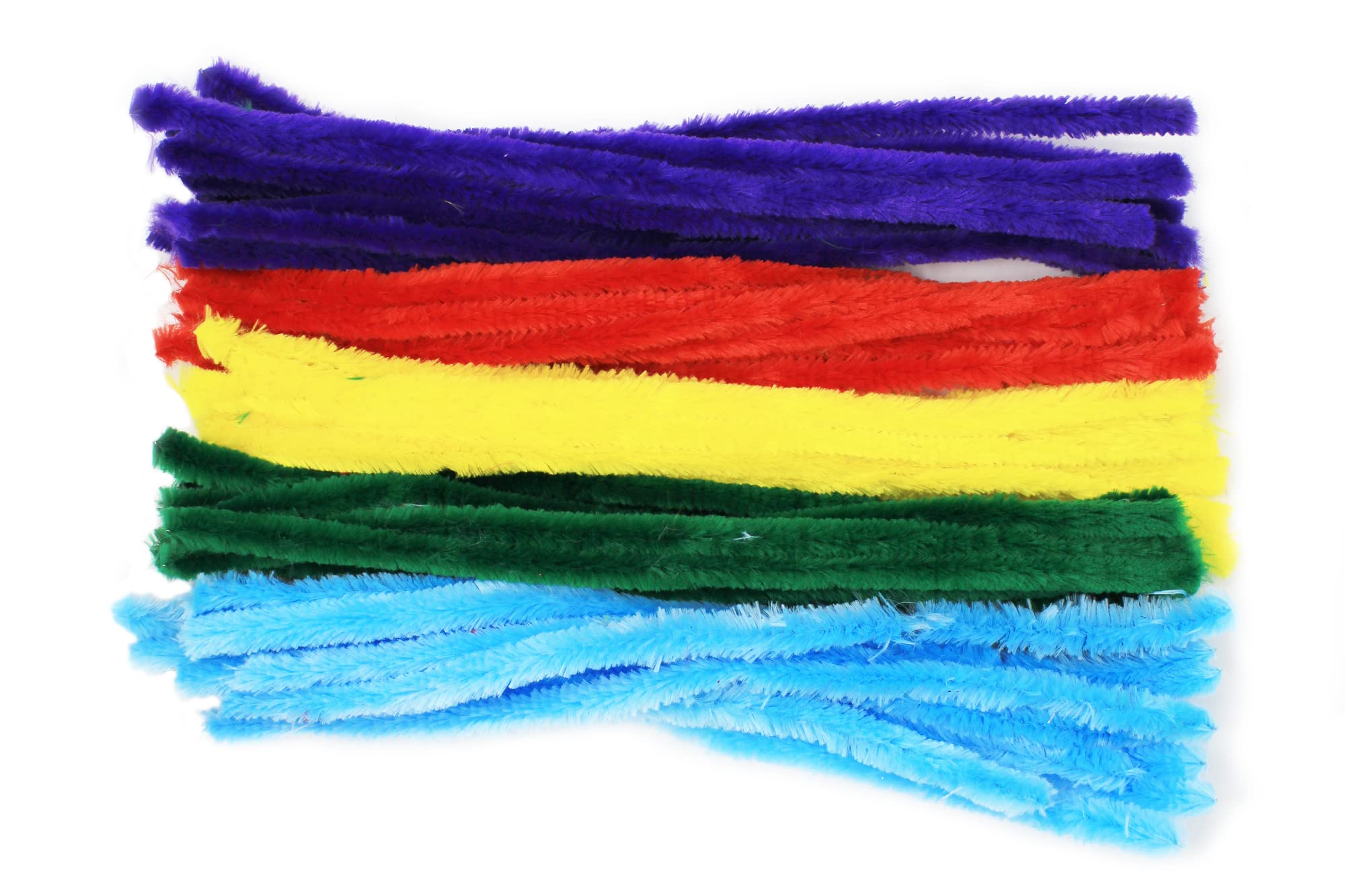 Bright Ideas Pipe Cleaners – Chenille Stems PK50 Assorted Extra Wide 30cm x 15mm for Arts & Craft,5 Assorted Colours Lilac, Red, Yellow, Dark Green, Light Blue Pipe Cleaners for Crafting. BI8100.